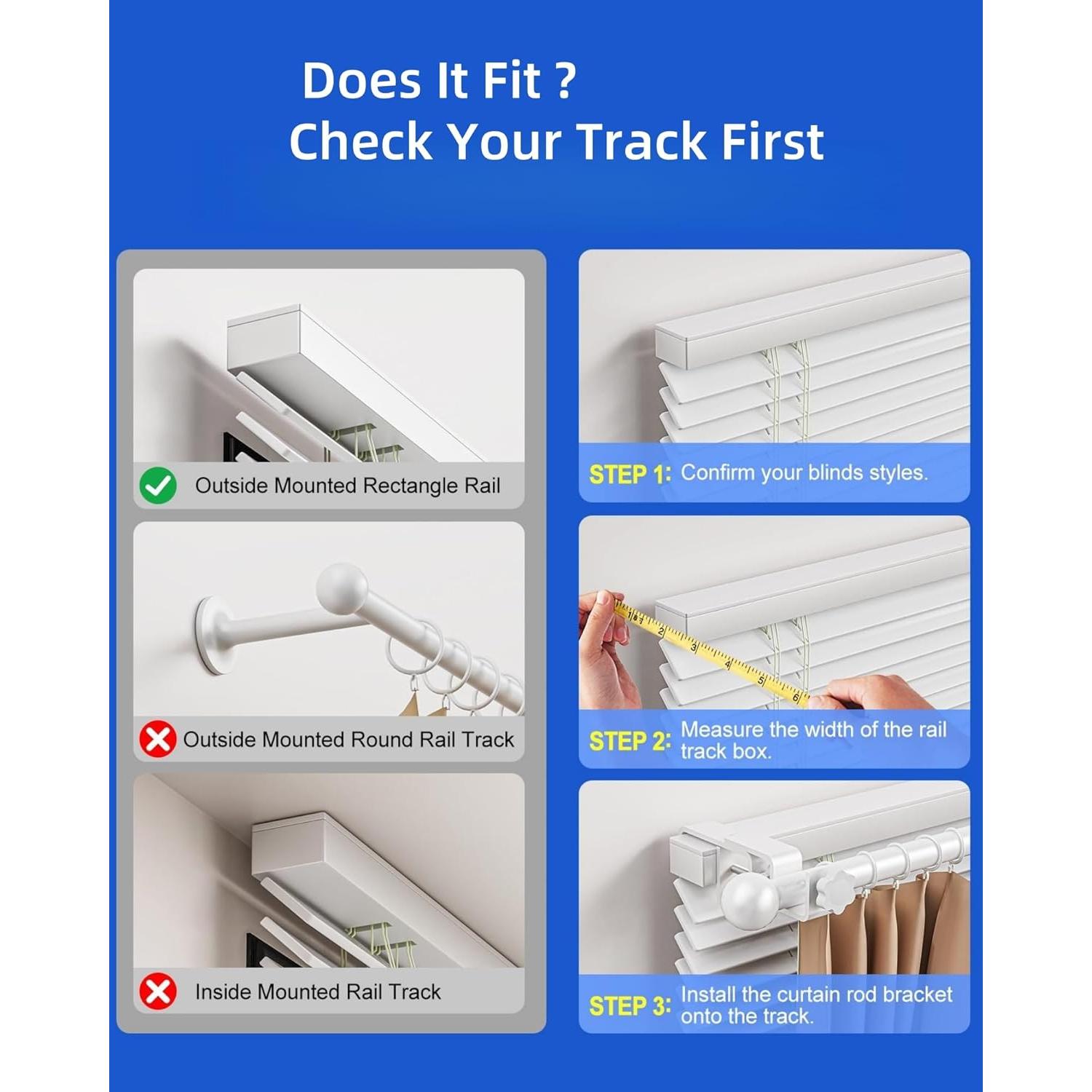 Soporte de Varilla de Cortina Montado por Fuera Onneka 1.3-5 cm Sin Taladro