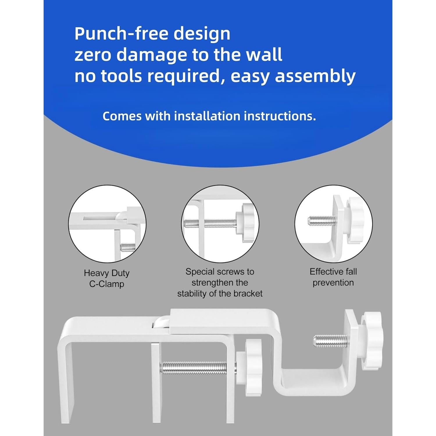 Soporte de Varilla de Cortina Montado por Fuera Onneka 1.3-5 cm Sin Taladro