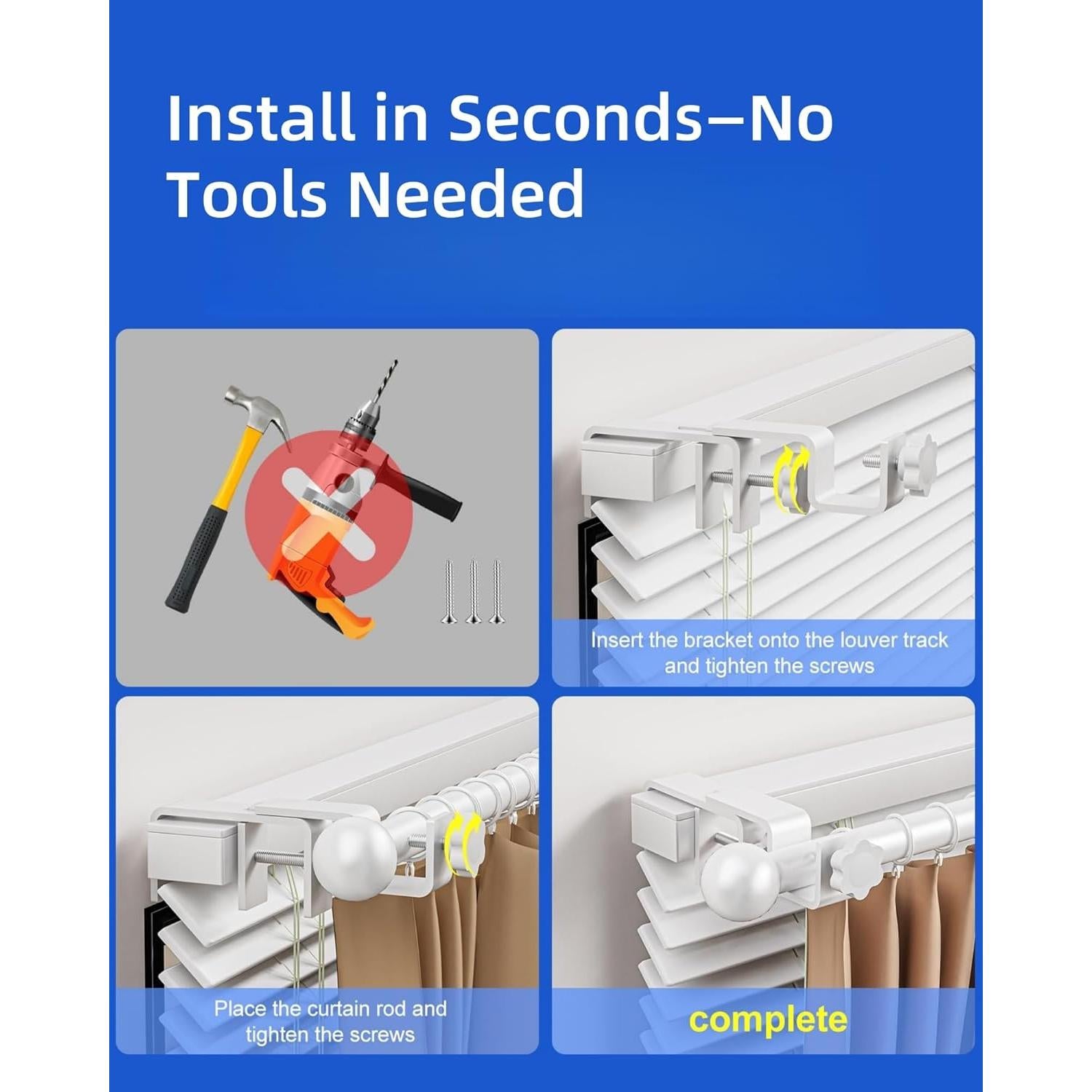 Soporte de Varilla de Cortina Montado por Fuera Onneka 1.3-5 cm Sin Taladro