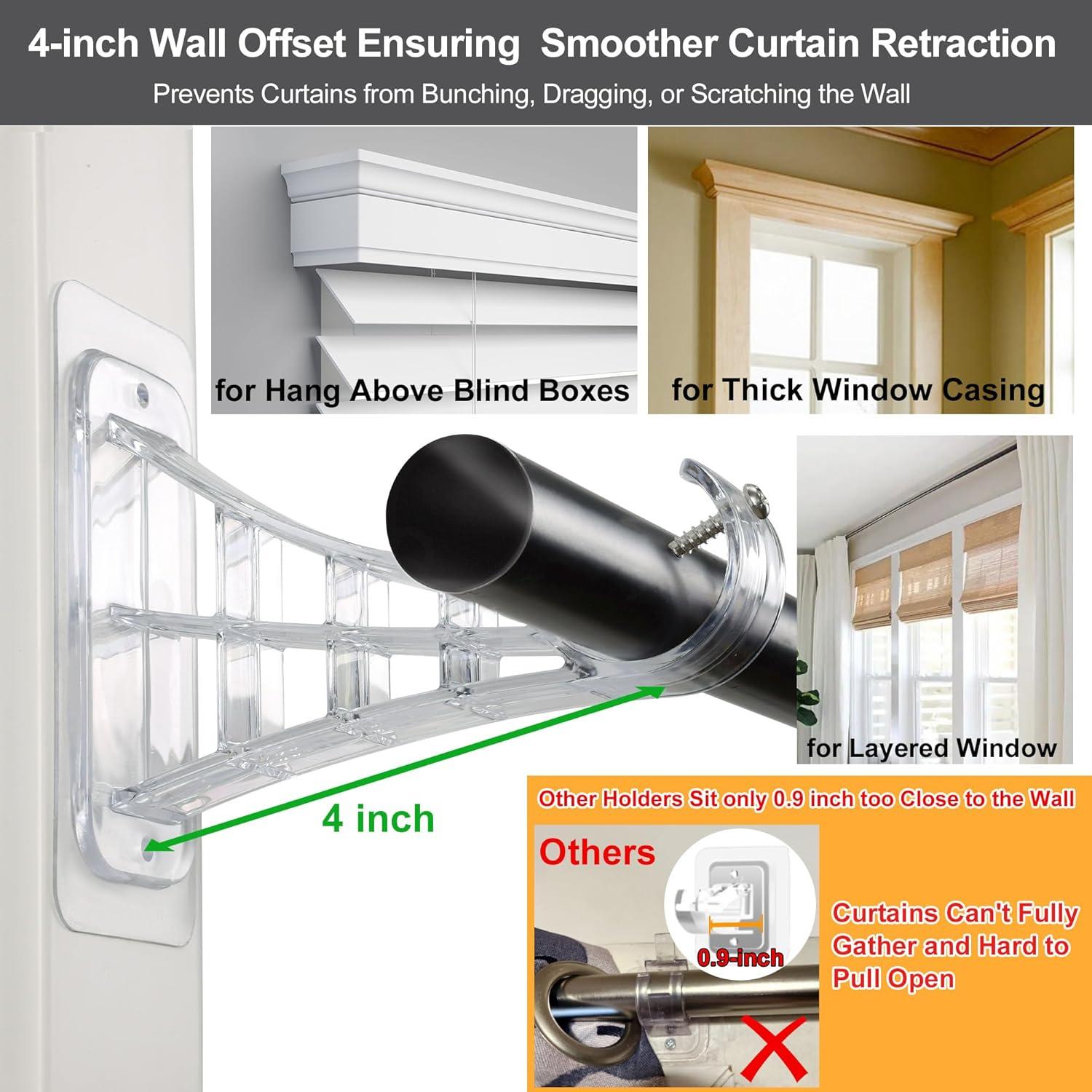 Soportes de Varilla de Cortina Adhesivos Audend - Paquete de 4