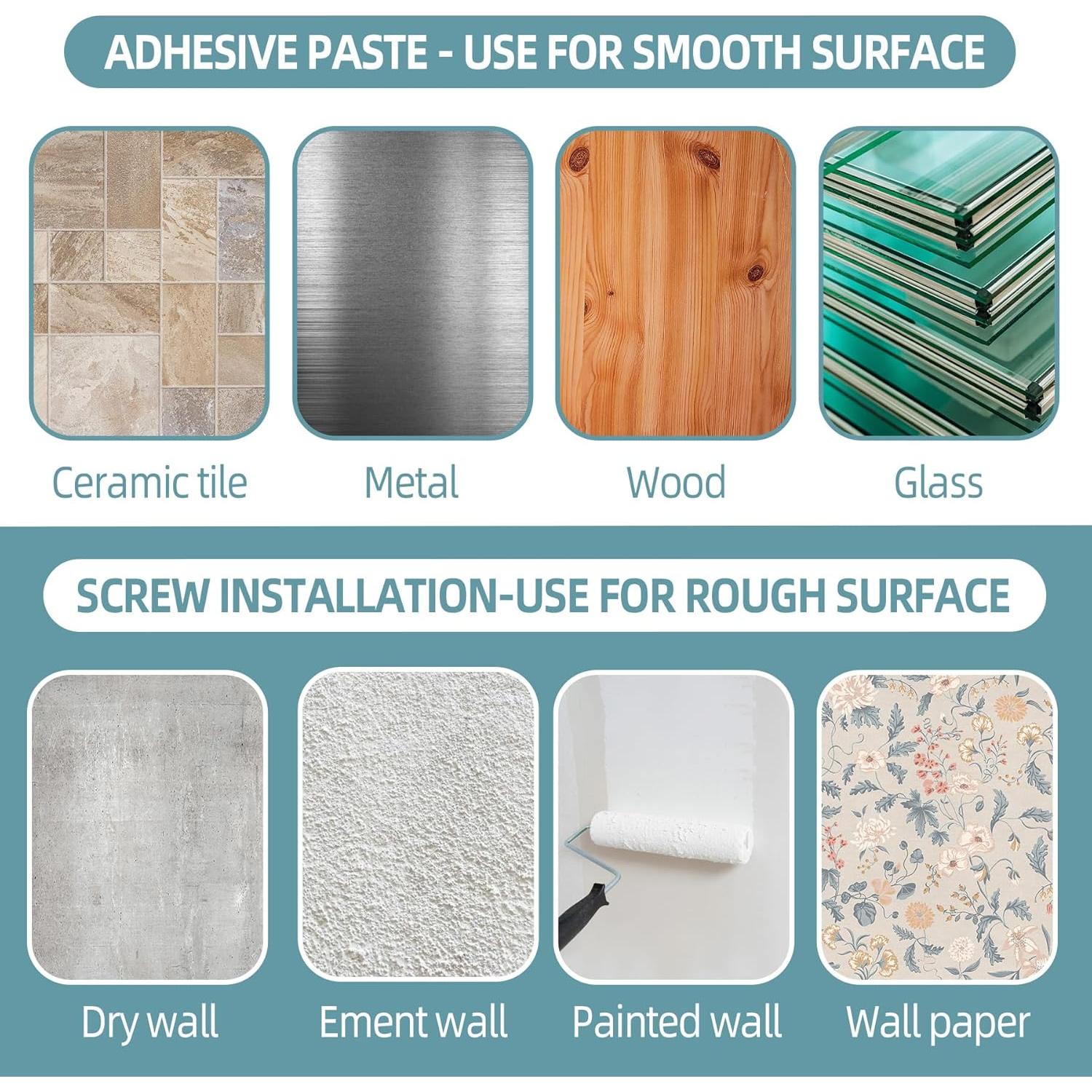 Soportes de Barra de Cortina Adhesivos Antimbee 8 PCS 3.3cm