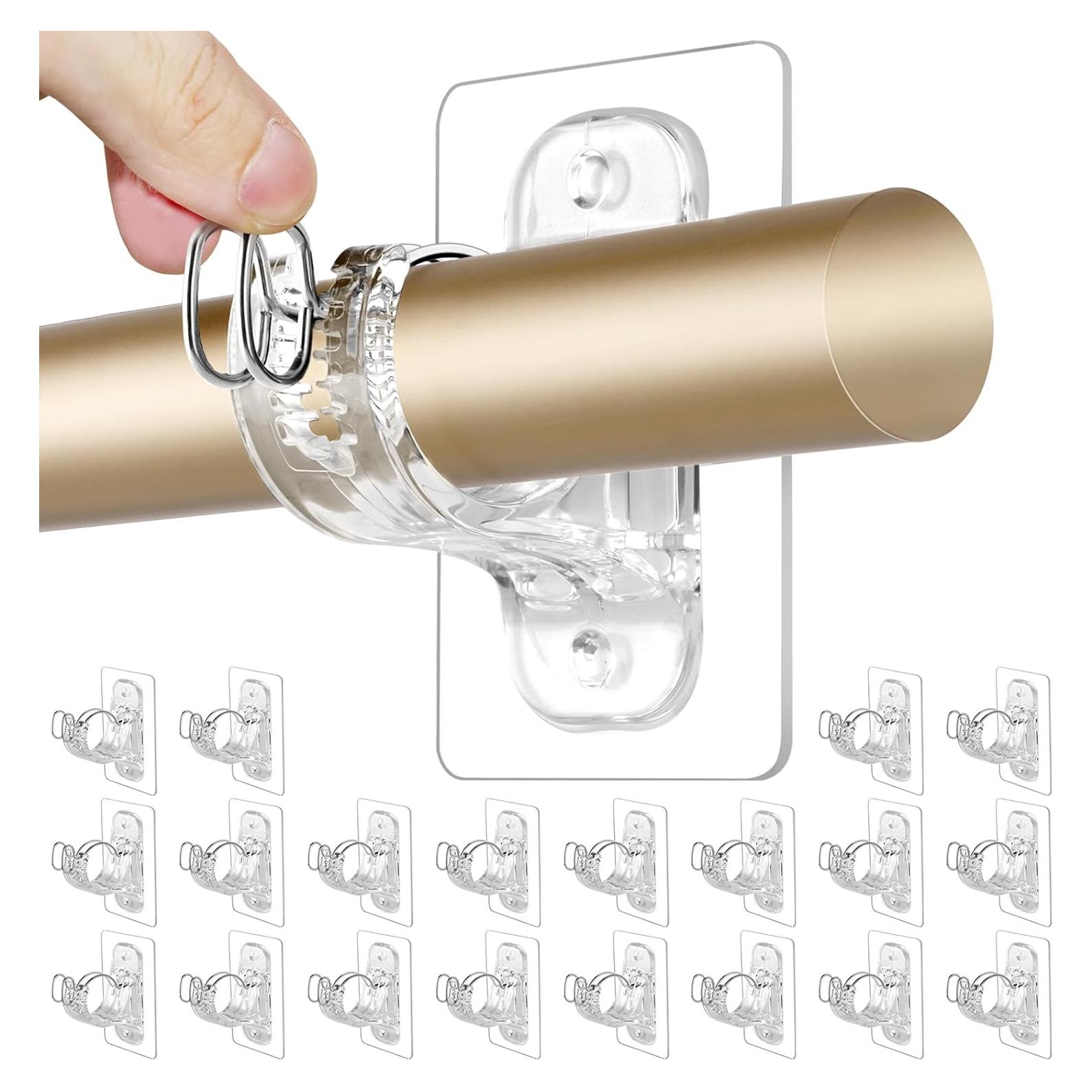 Paquete de 20 Soportes Adhesivos para Varillas de Cortina Antimbee