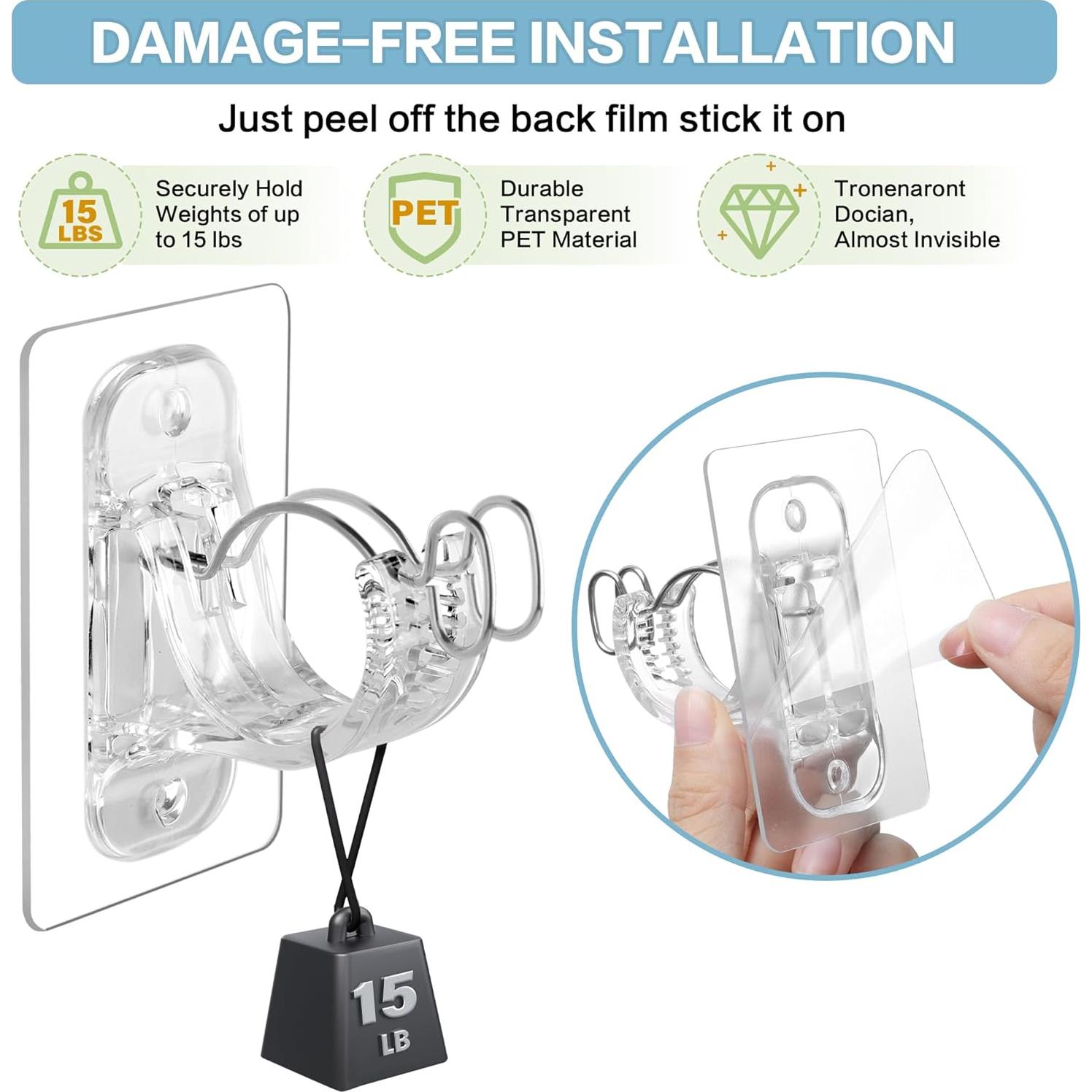 Paquete de 20 Soportes Adhesivos para Varillas de Cortina Antimbee