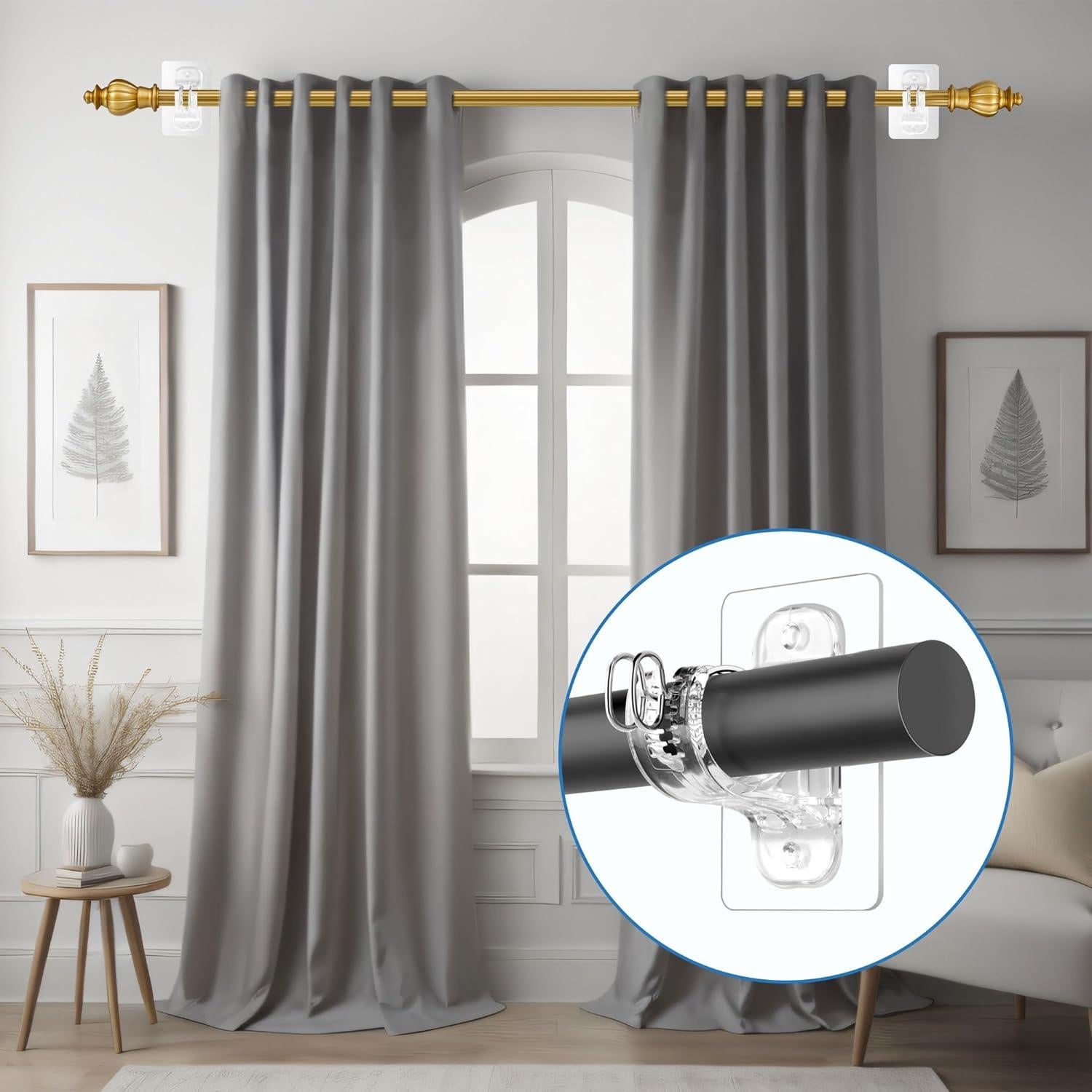 Soportes de Varilla de Cortina Adhesivos MUAKIOY - Paquete de 18