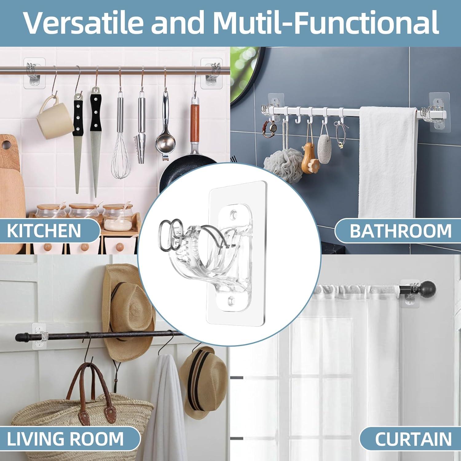 Soportes de Varilla de Cortina Adhesivos MUAKIOY - Paquete de 18