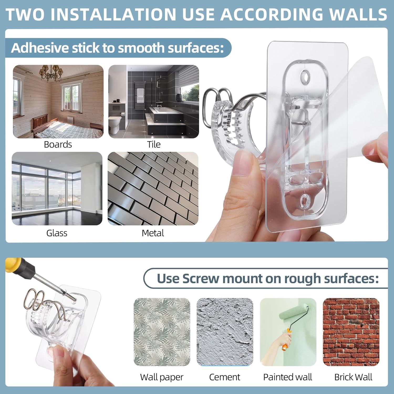 Soportes de Varilla de Cortina Adhesivos MUAKIOY - Paquete de 18