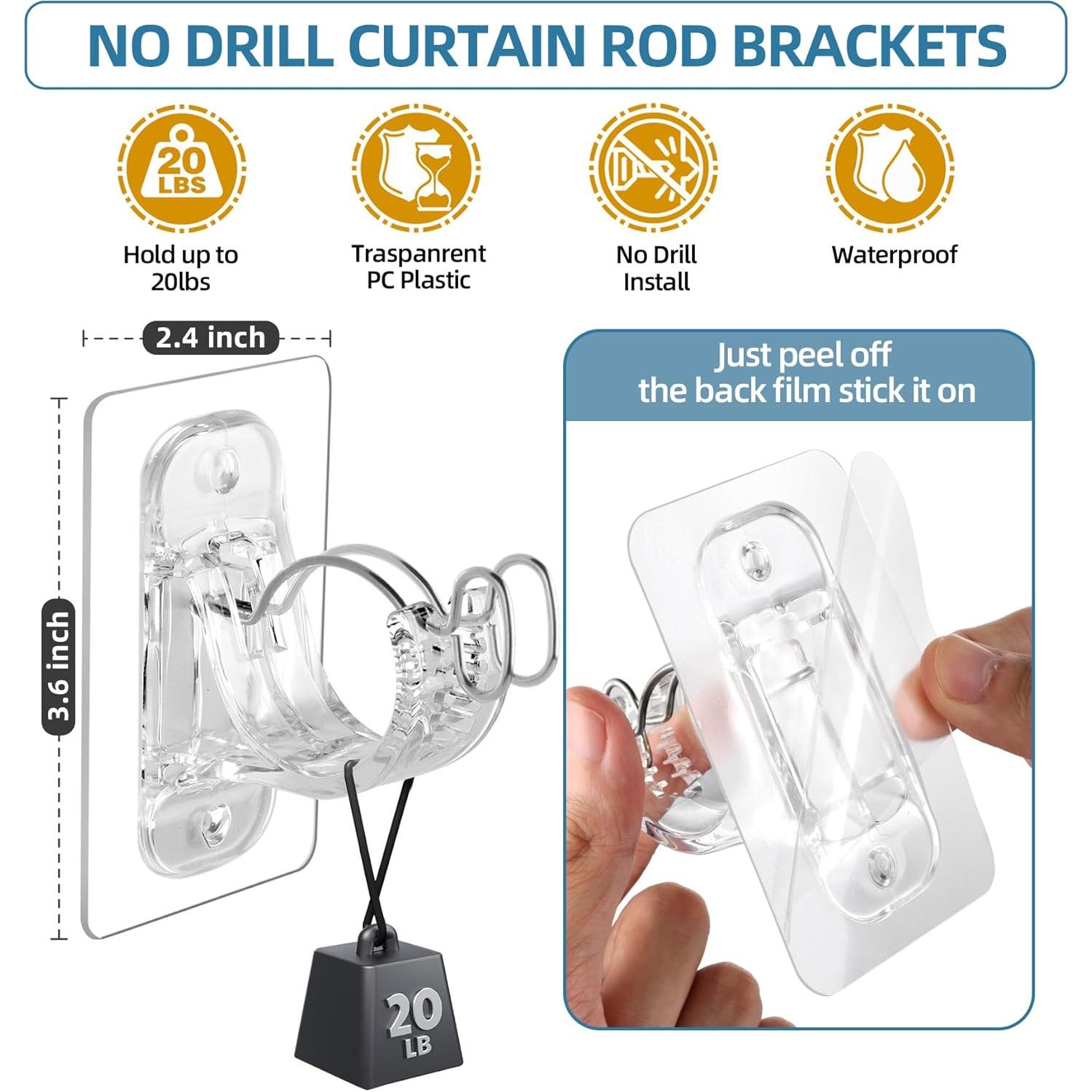 Soportes de Varilla de Cortina Adhesivos MUAKIOY - Paquete de 18