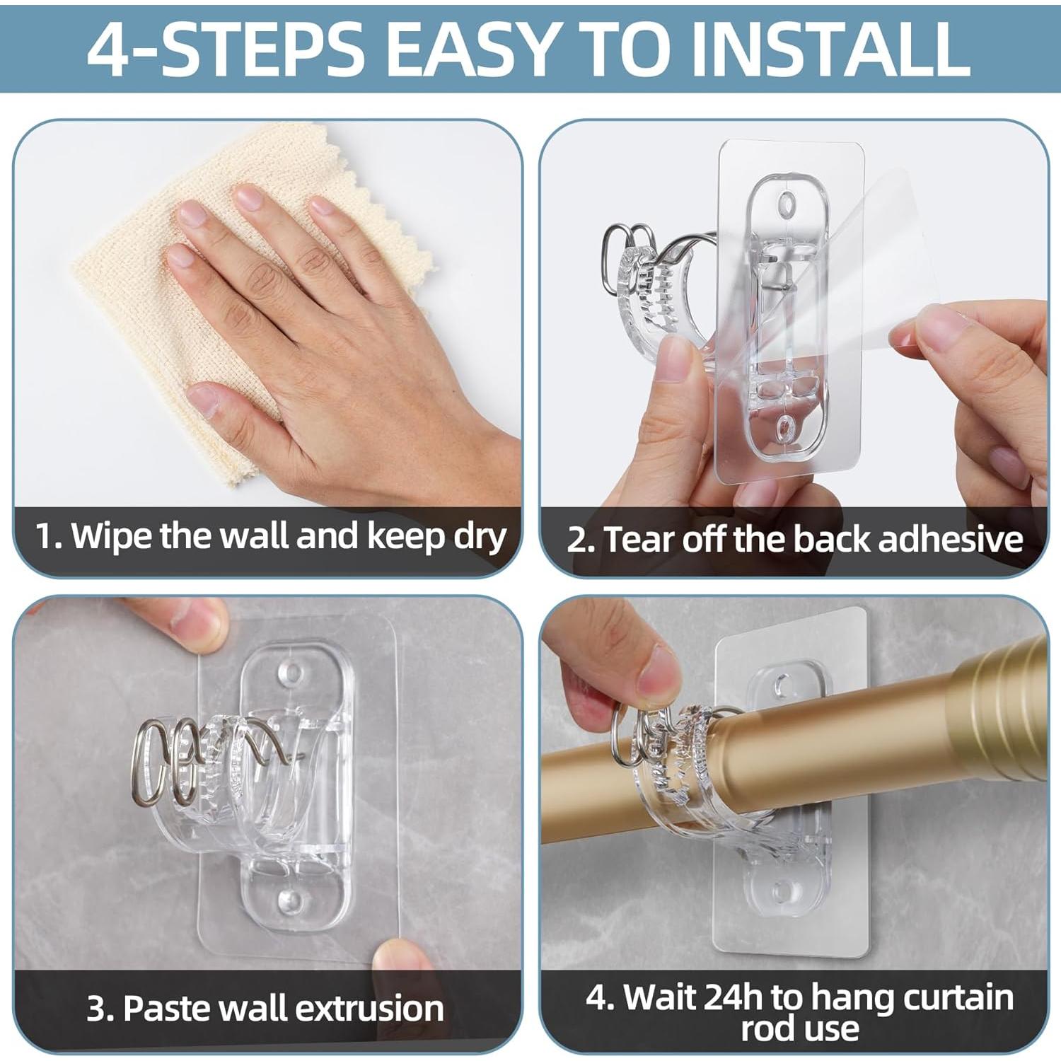 Soportes de Varilla de Cortina Adhesivos MUAKIOY - Paquete de 18