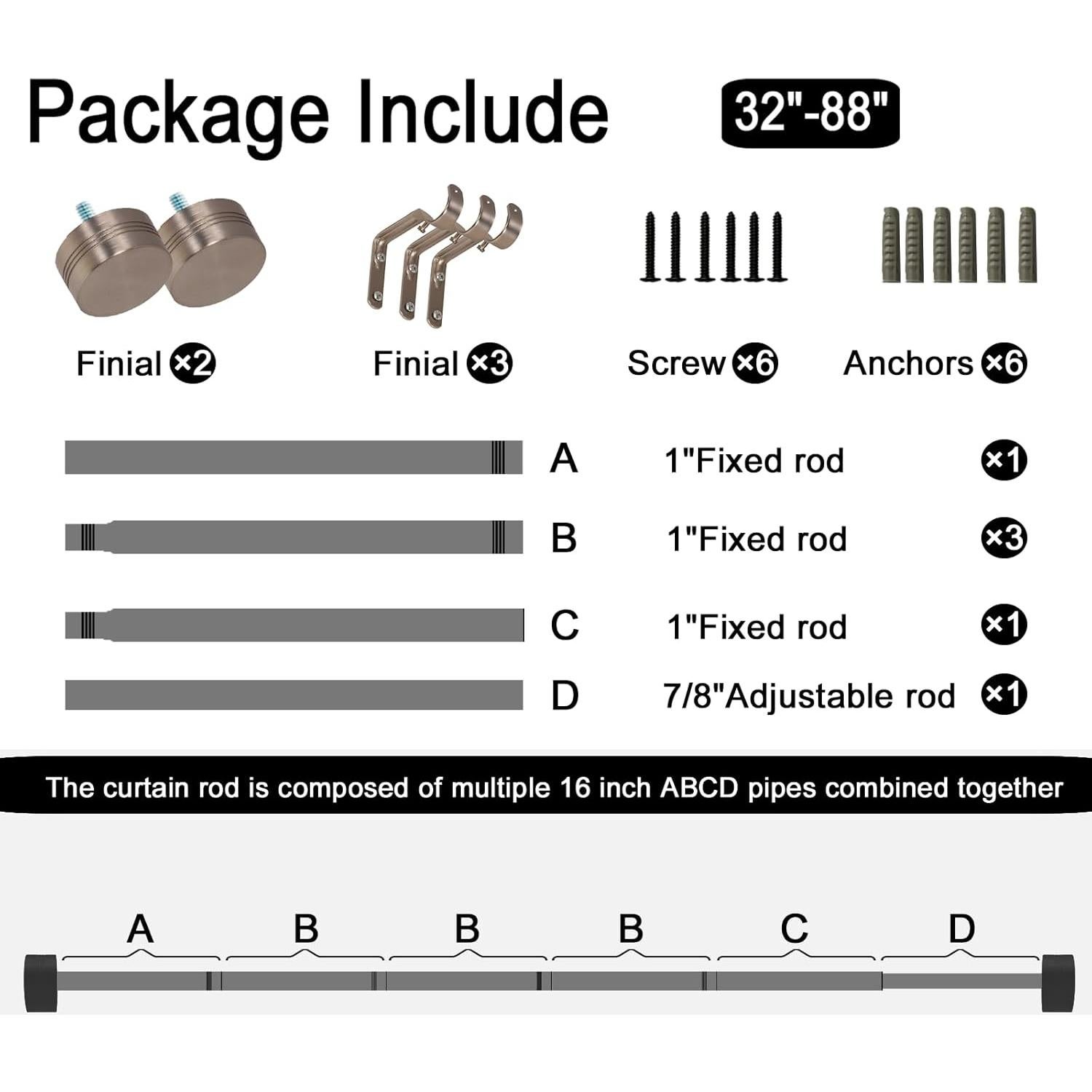 Barra de Cortina Ajustable WORLD RODS Niquel Satinado 45-223 cm