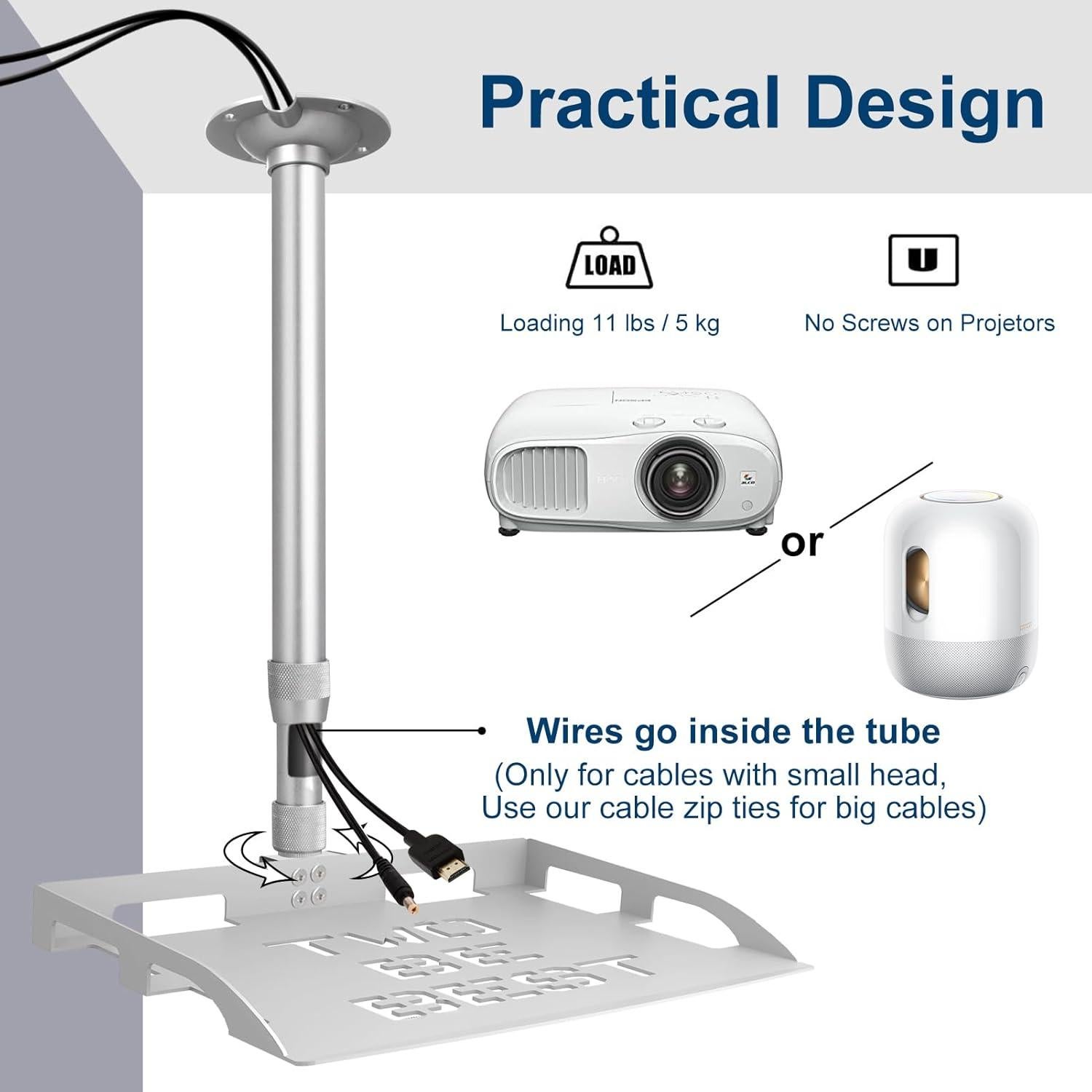 Soporte de Techo para Proyector 2-Be-Best Ajustable Plata