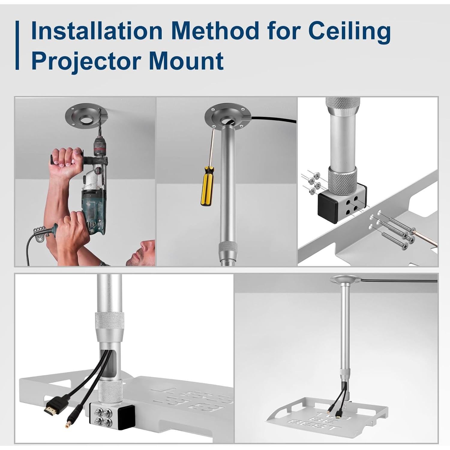 Soporte de Techo para Proyector 2-Be-Best Ajustable Plata