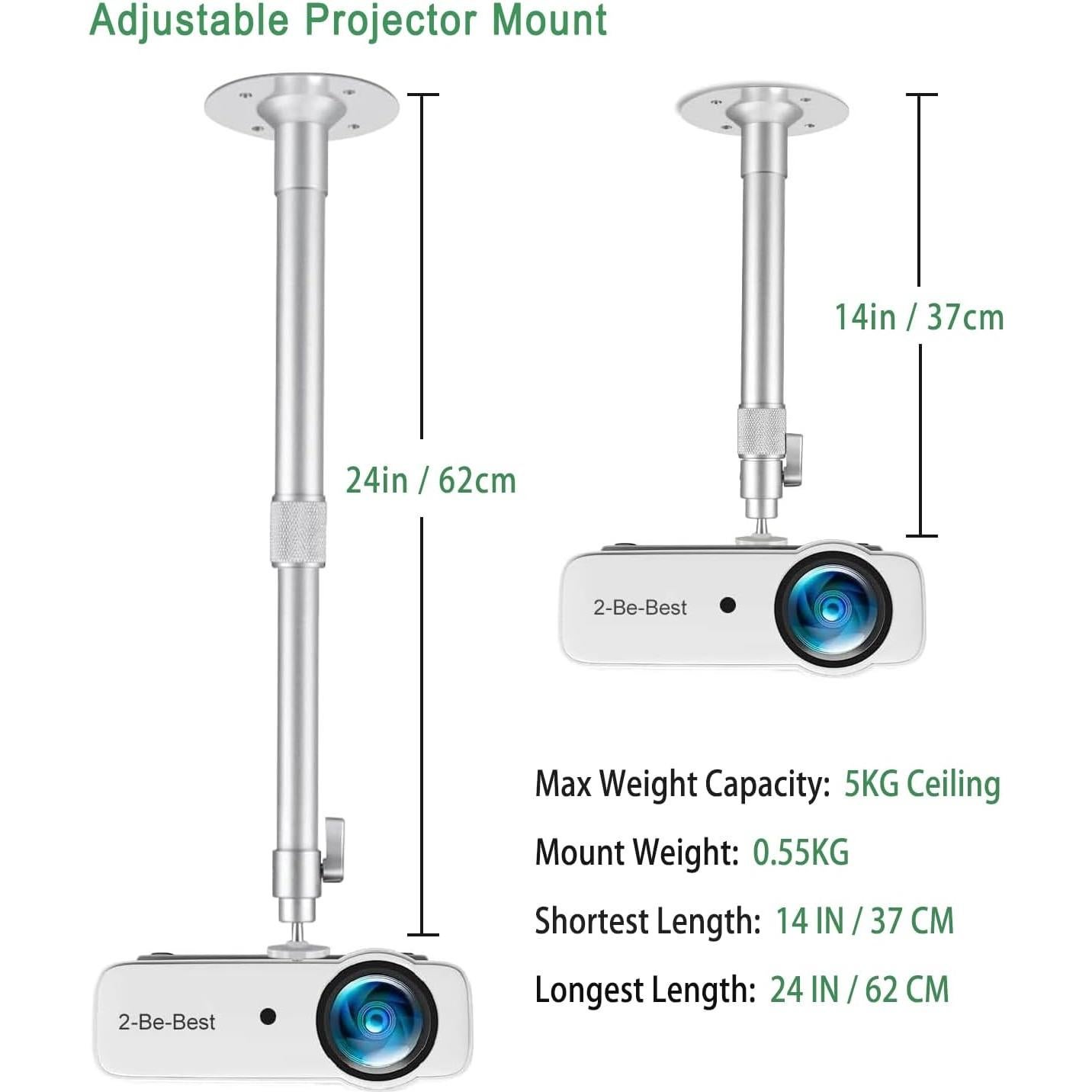 Soporte de Proyector de Techo 2-Be-Best Ajustable 37-62cm
