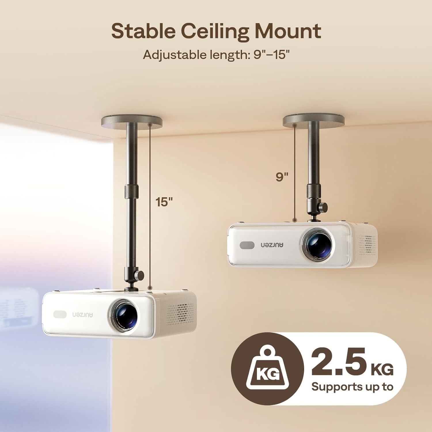 Soporte de Proyector de Techo Aurzen Ajustable 22.86-38.1cm 360°