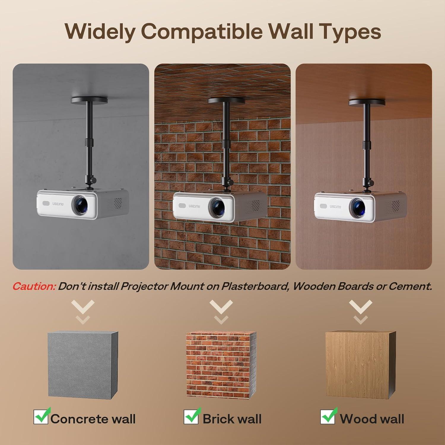 Soporte de Proyector de Techo Aurzen Ajustable 22.86-38.1cm 360°