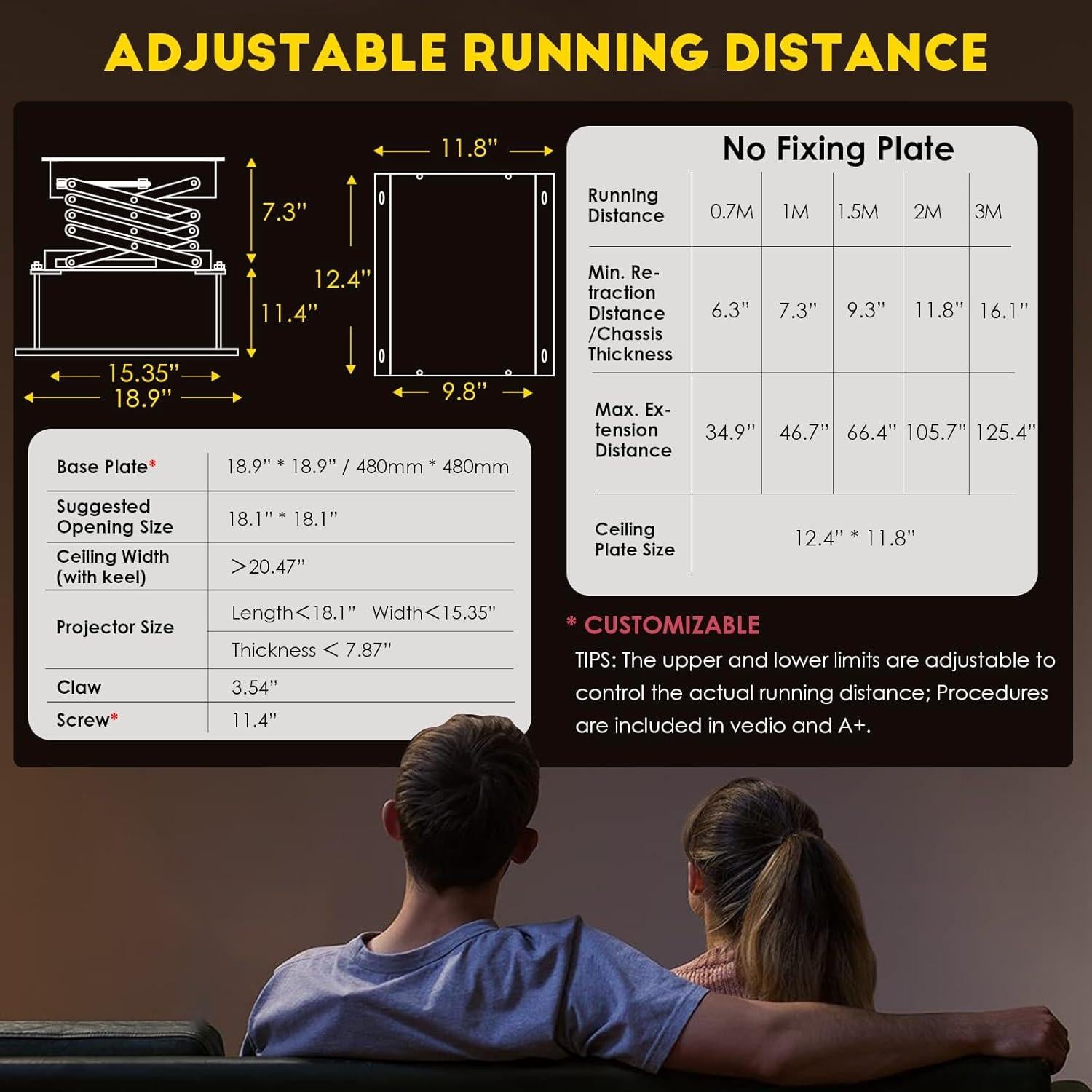 Soporte de Techo Eléctrico para Proyector CGOLDENWALL 70cm 20kg