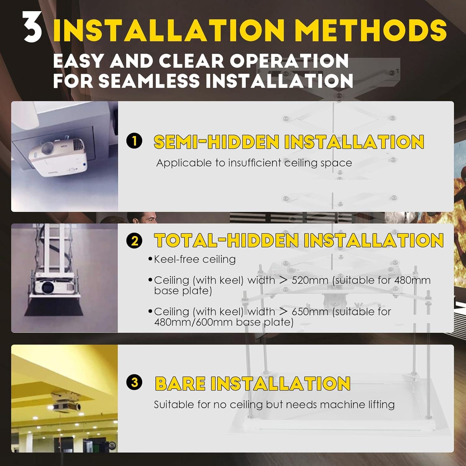 Soporte de Techo Eléctrico para Proyector CGOLDENWALL 70cm 20kg