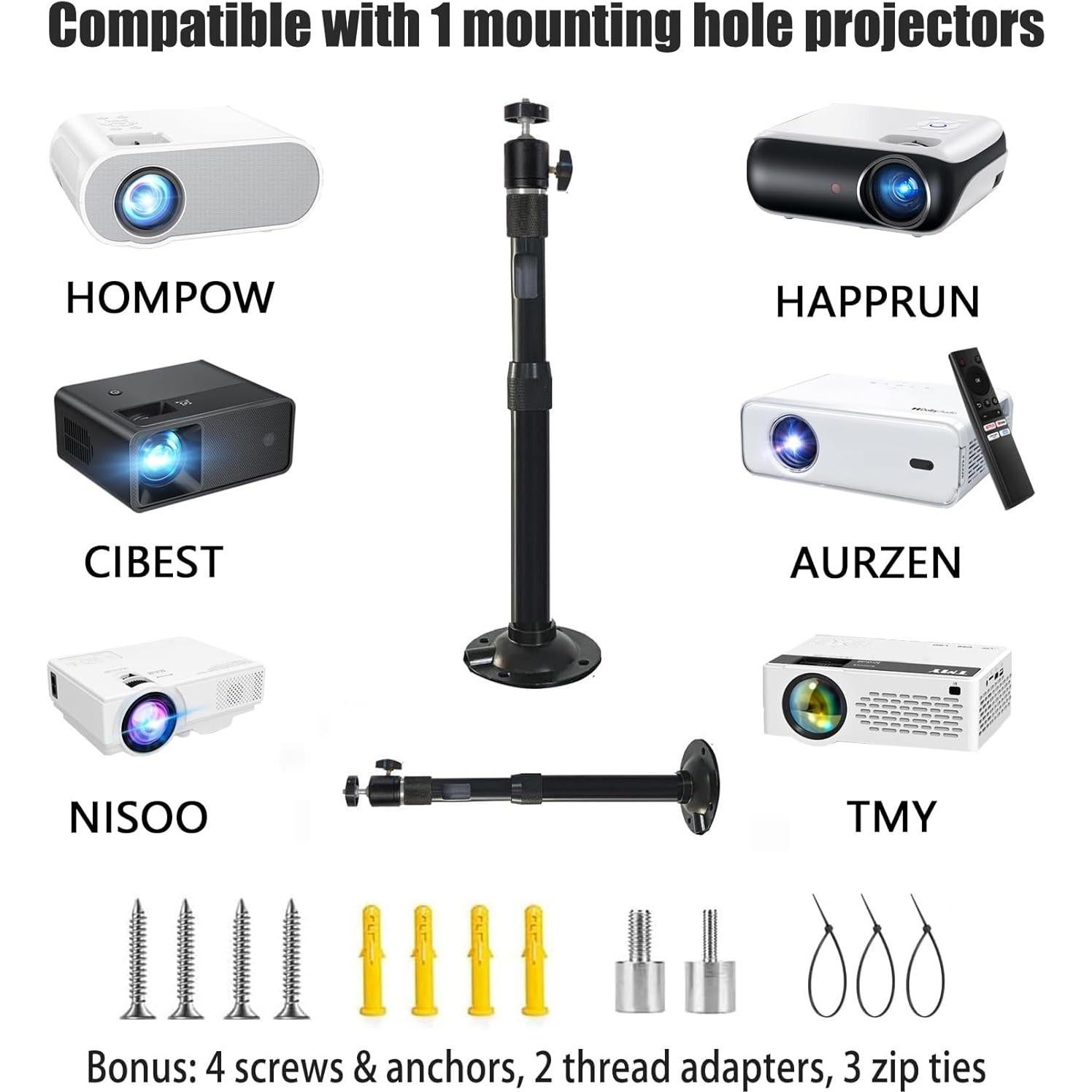 Soporte de Proyector 2-Be-Best Ajustable 360° Negro 41-65cm