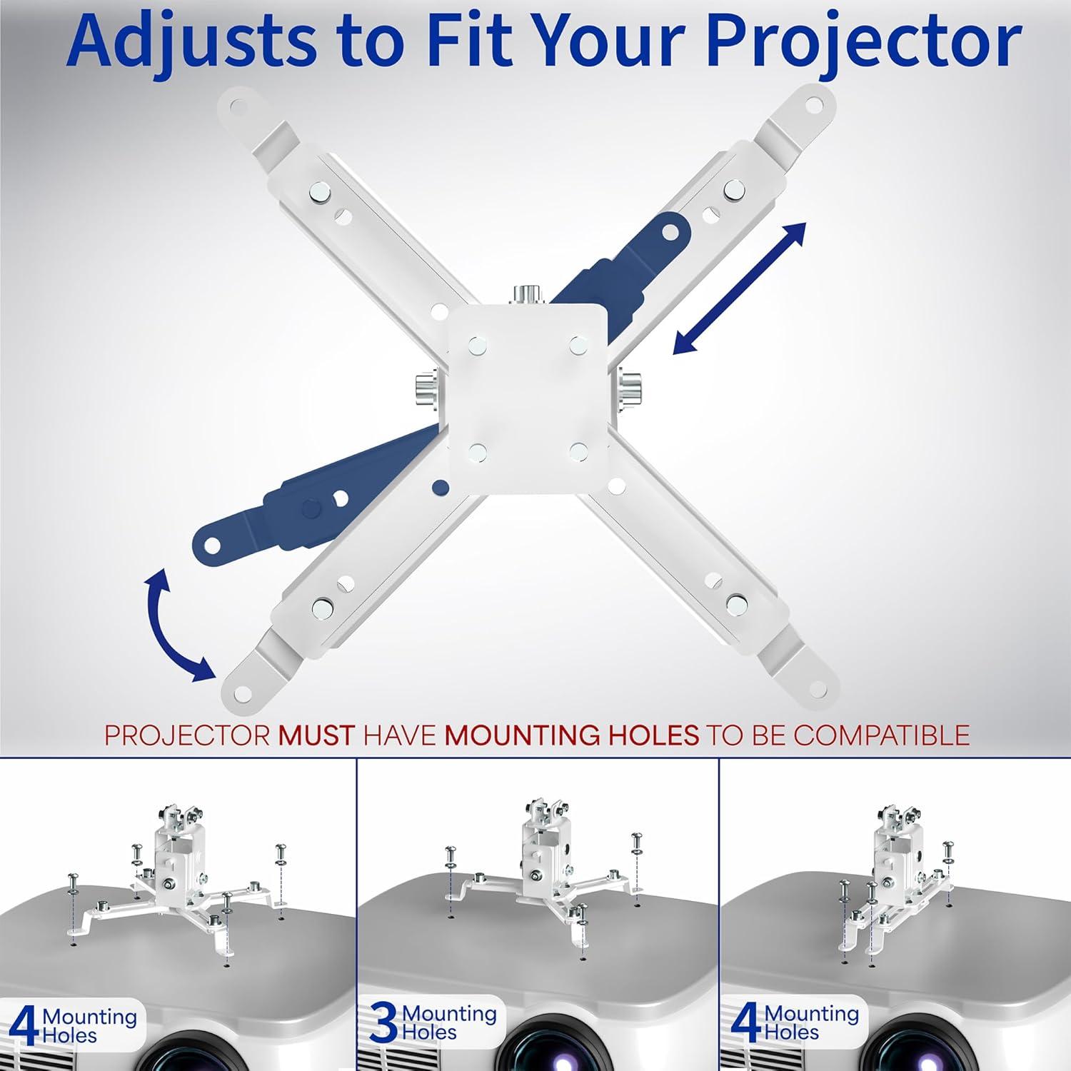 Soporte de Proyector Universal VIVO MOUNT-VP06W Ajustable Blanco