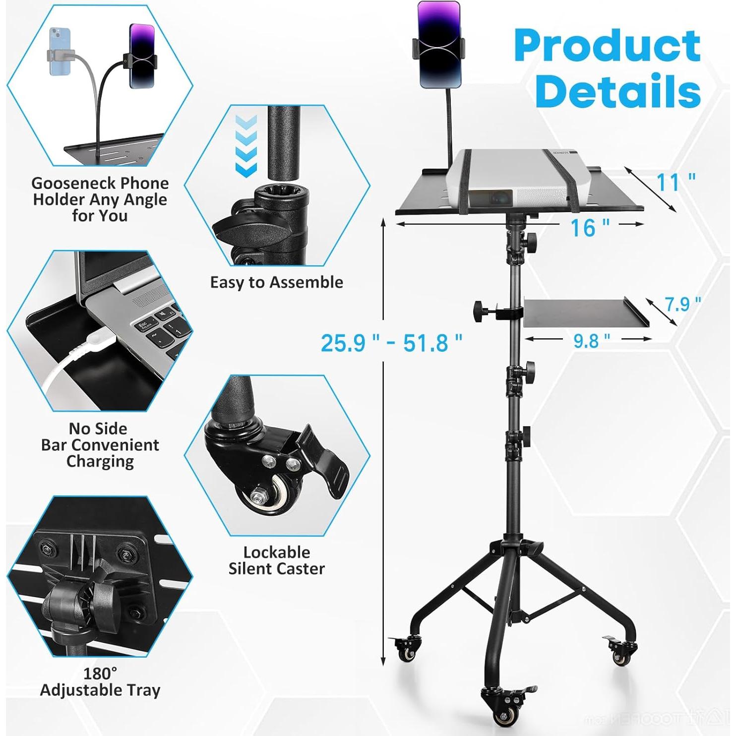 Soporte Trípode Ajustable para Laptop y Proyector Zeptx ZPT-E-01