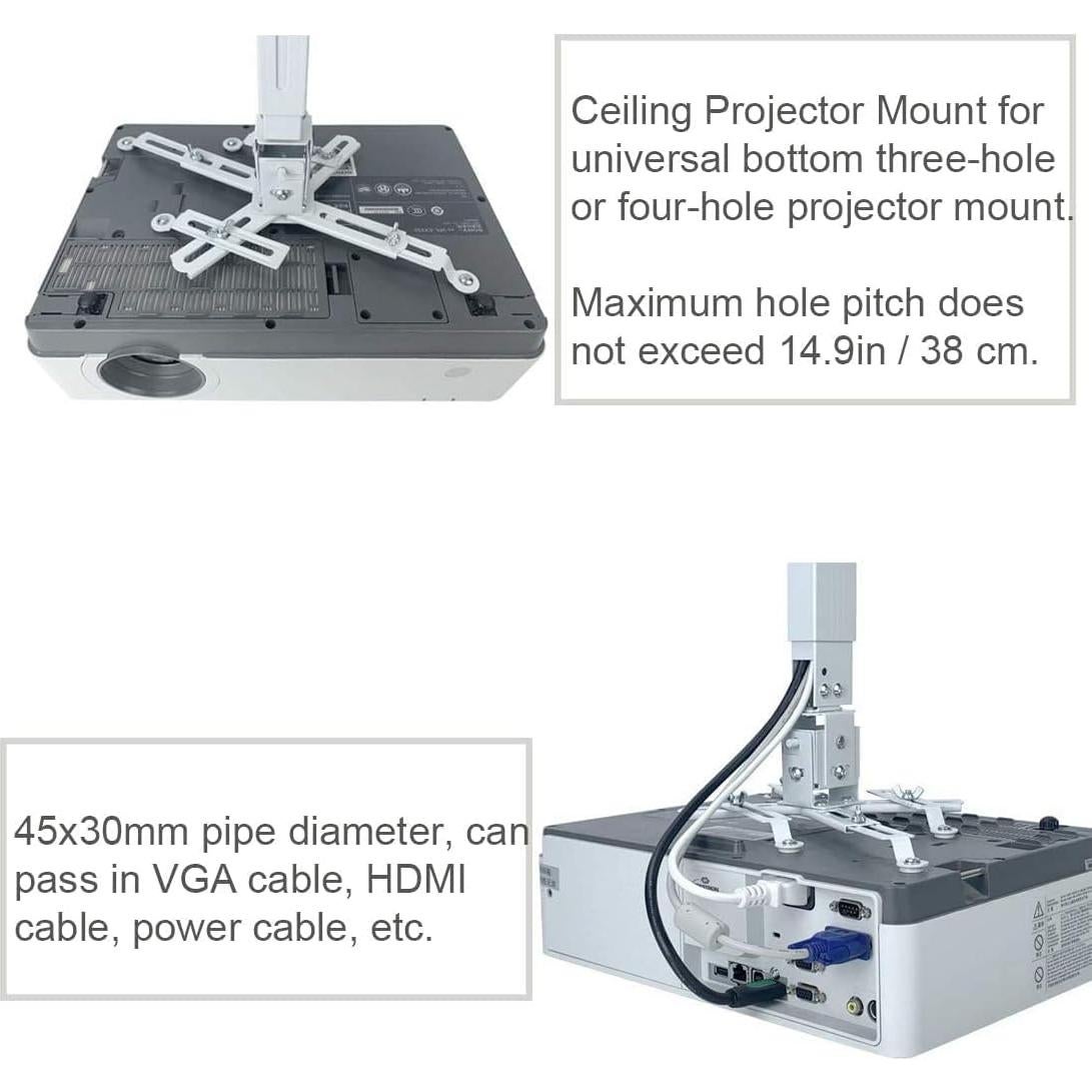 Soporte de Techo para Proyector Coret Ajustable Blanco 15 kg