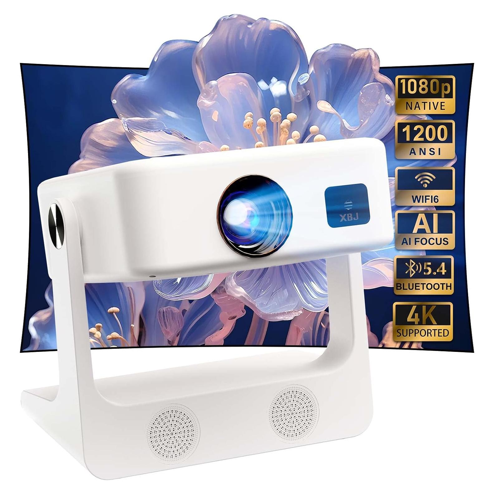 Proyector Portátil XBJ D1 1080P 1200 ANSI WiFi Bluetooth Blanco