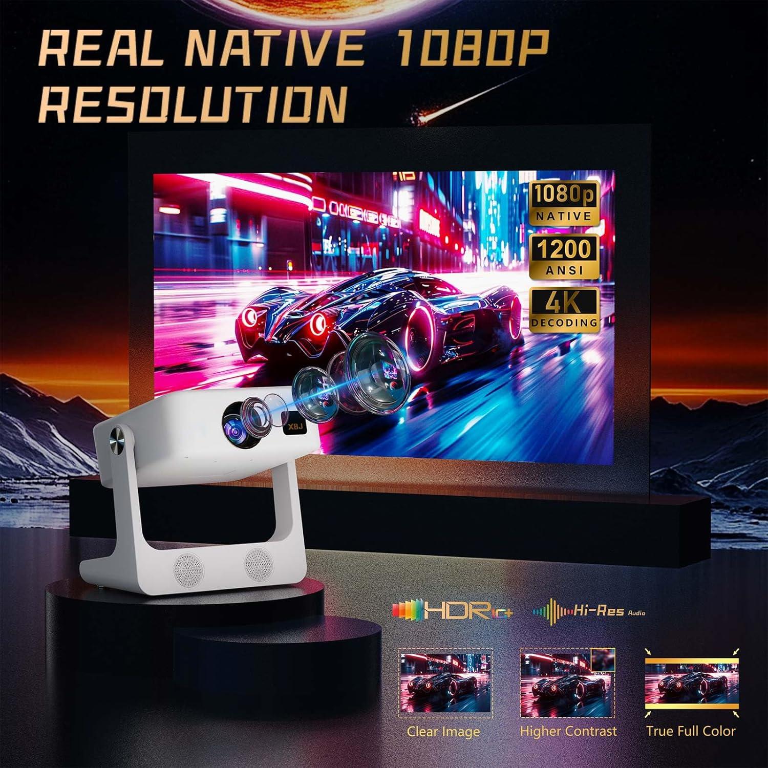 Proyector Portátil XBJ D1 1080P 1200 ANSI WiFi Bluetooth Blanco