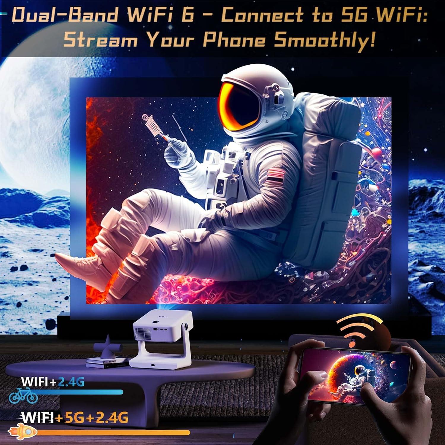 Proyector Portátil XBJ D1 1080P 1200 ANSI WiFi Bluetooth Blanco