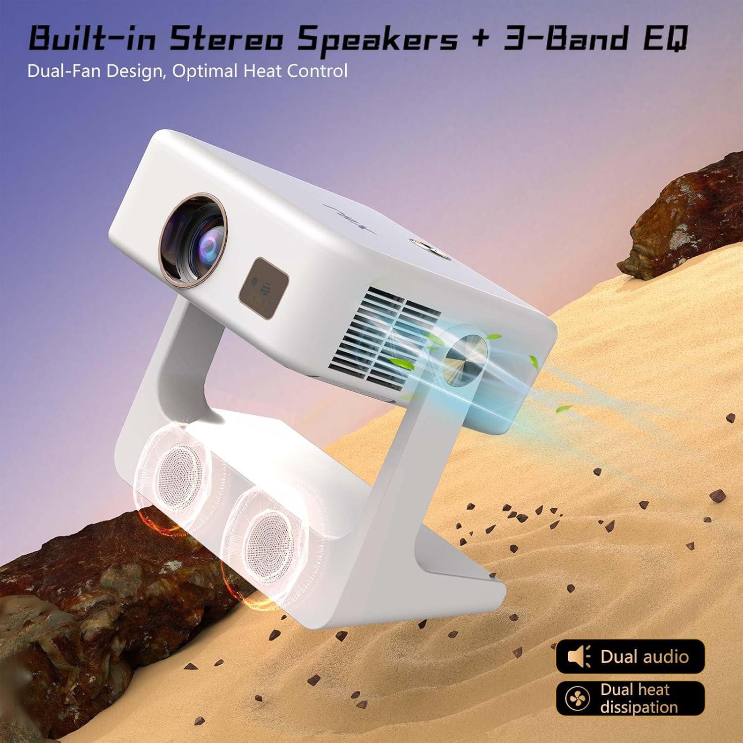 Proyector Portátil XBJ D1 1080P 1200 ANSI WiFi Bluetooth Blanco