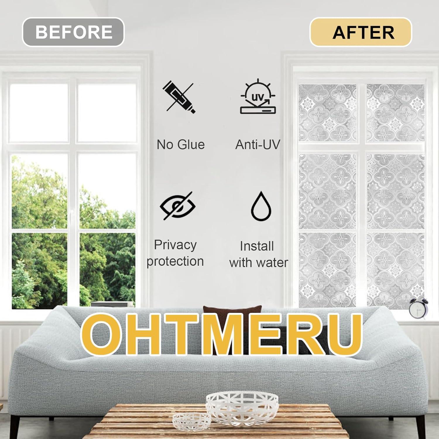 Película de Privacidad OHTMERU 44.5x199.8cm Vinilo Flores