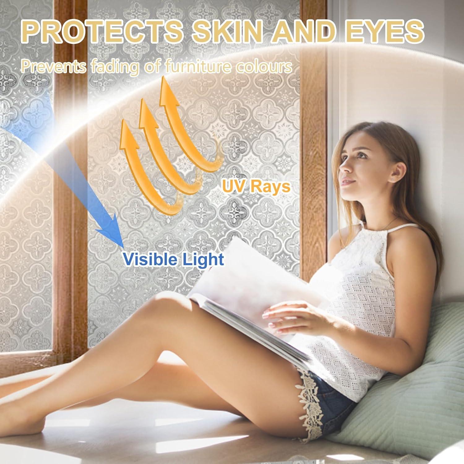 Película de Privacidad OHTMERU 44.5x199.8cm Vinilo Flores