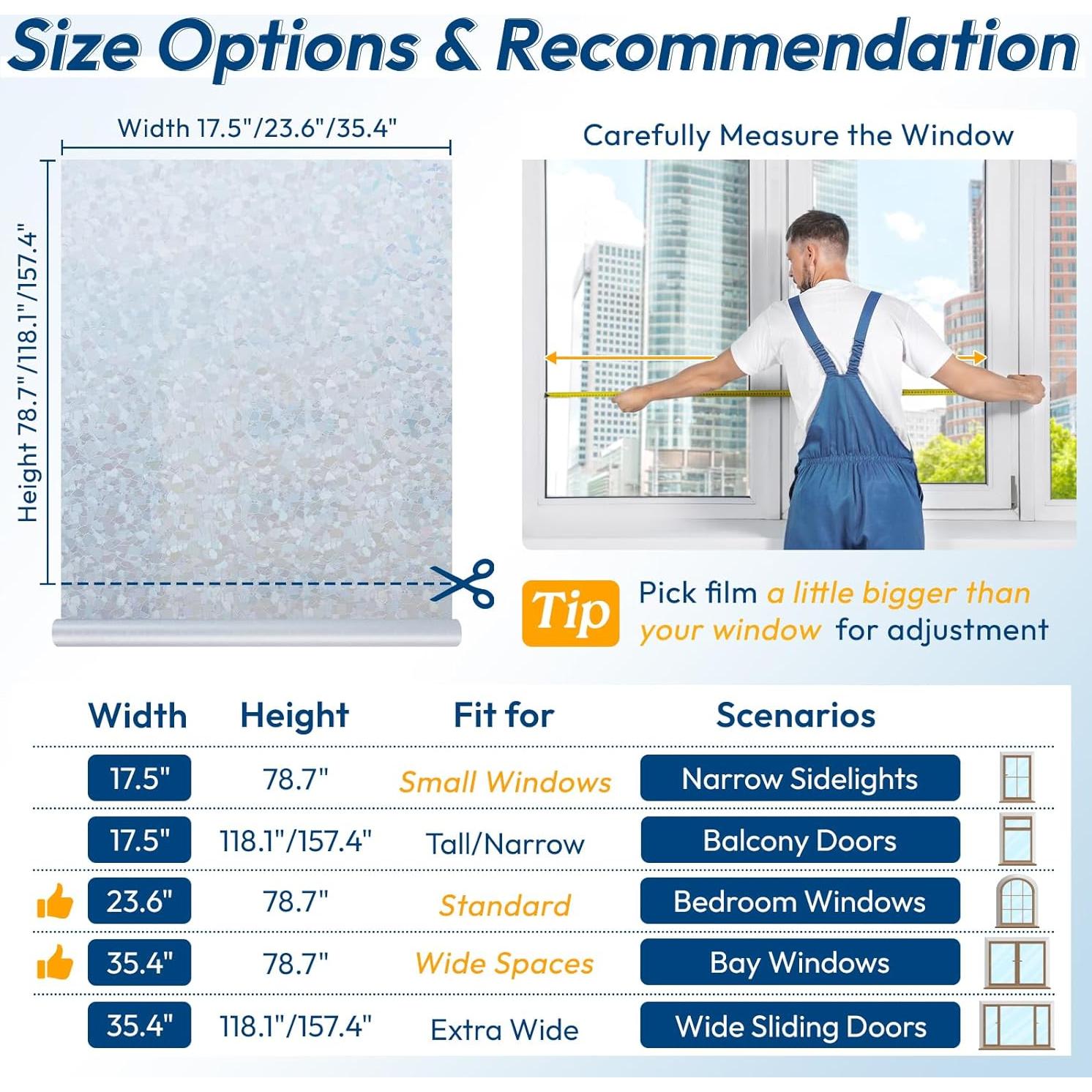 Película de Privacidad Rabbitgoo 44.5x200 cm Vinilo Transparente