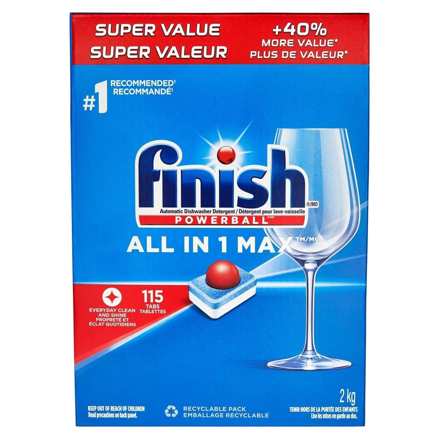 Finish Todo en 1 MAX - Detergente para Lavavajillas 115 Tabletas