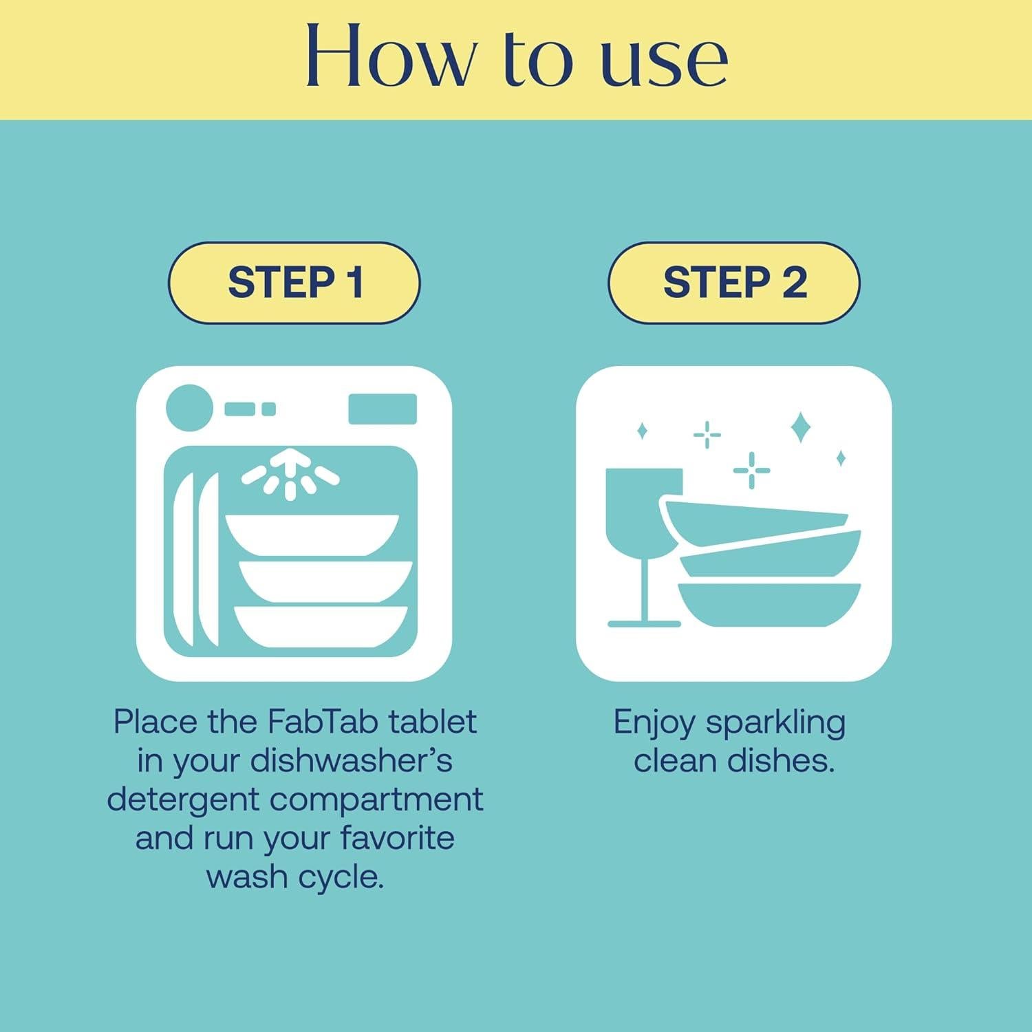 Tabletas para Lavavajillas Fab Tab Sin Fragancia 12 Unidades