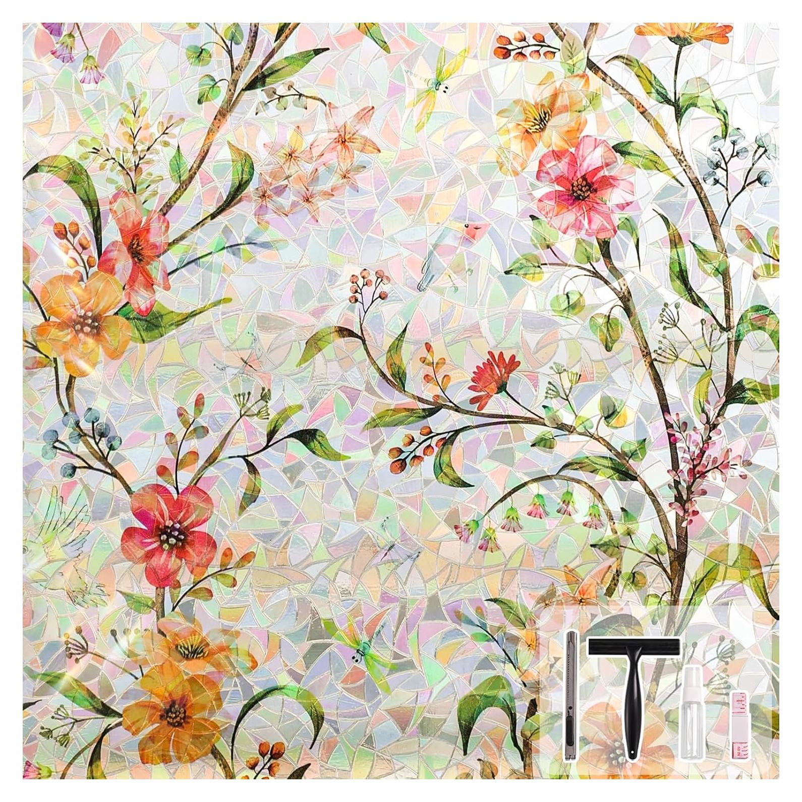 Película de Privacidad NINETREX 44.5x200cm Vinilo UV Flor Galsang