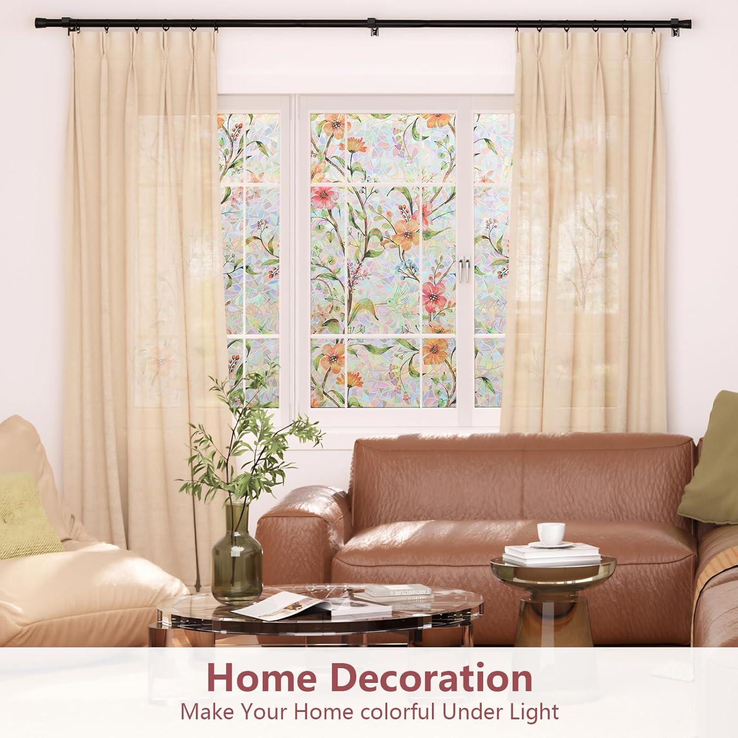 Película de Privacidad NINETREX 44.5x200cm Vinilo UV Flor Galsang