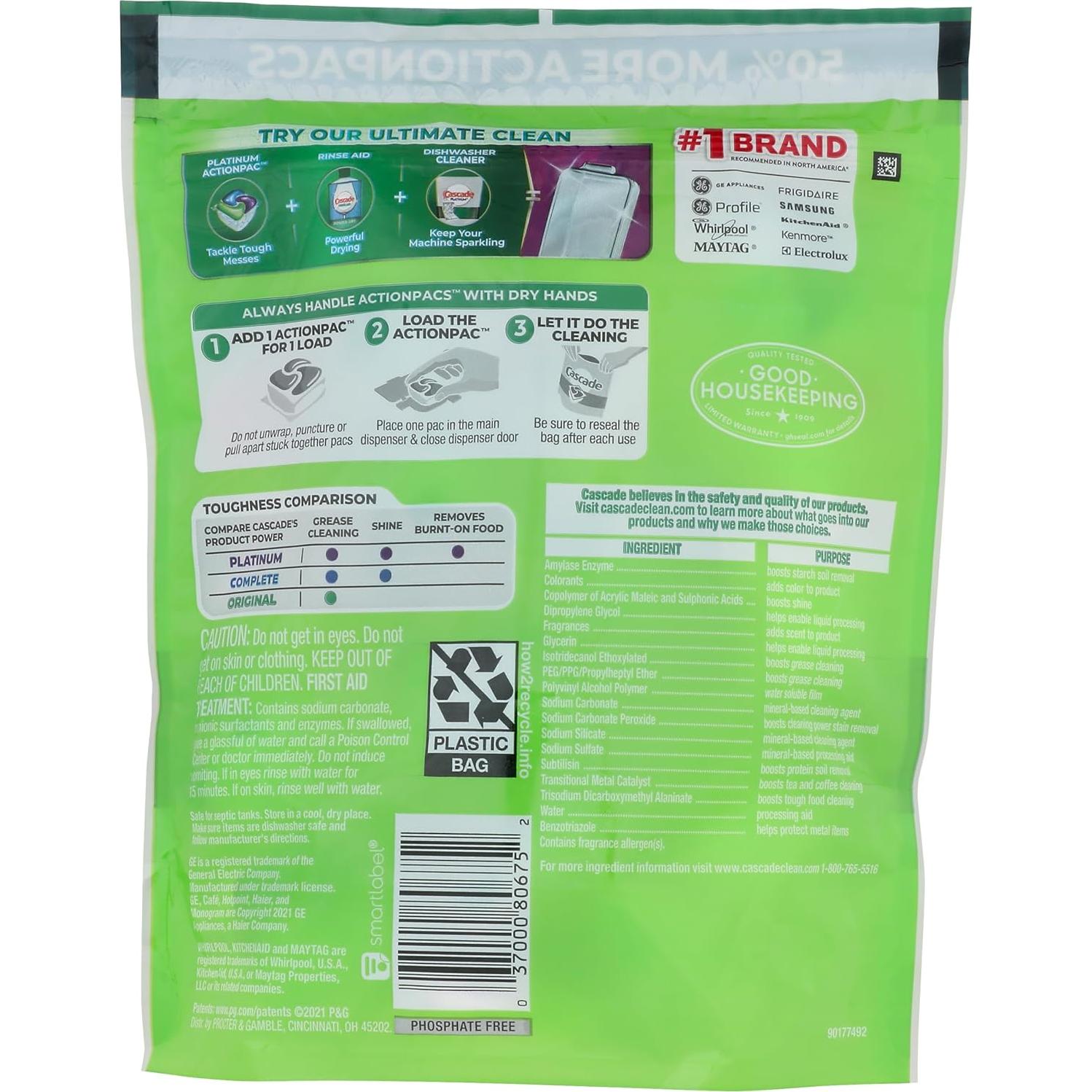 Detergente para Lavavajillas Cascade ActionPacs Aroma Fresco 25 Unidades