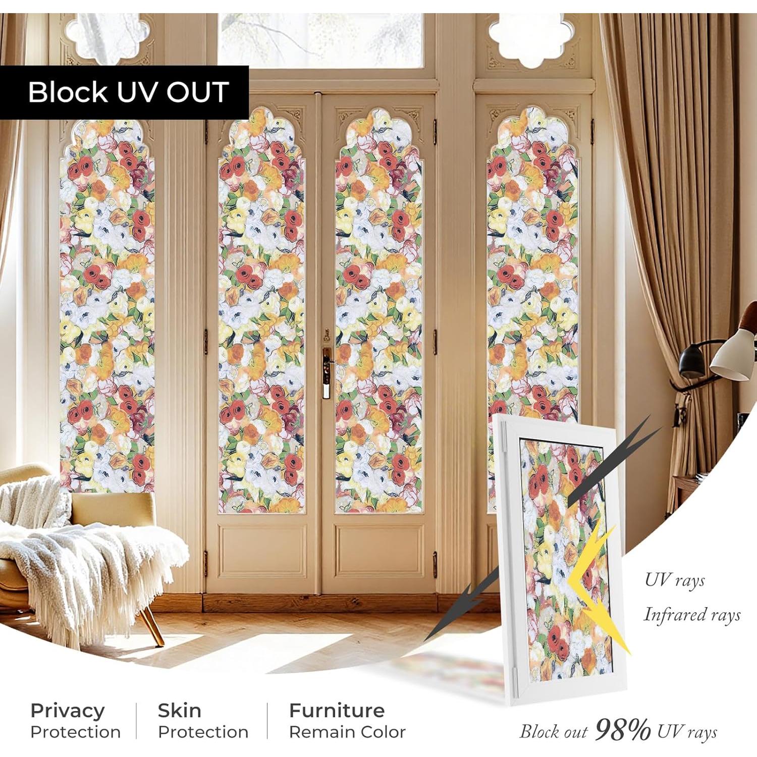 Película de Privacidad para Ventanas ADD.HERES 44.5x200cm Flores