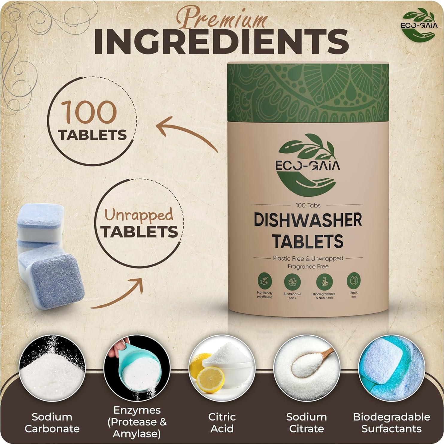 Tabletas ecológicas para lavavajillas Eco-Gaia - 100 unidades