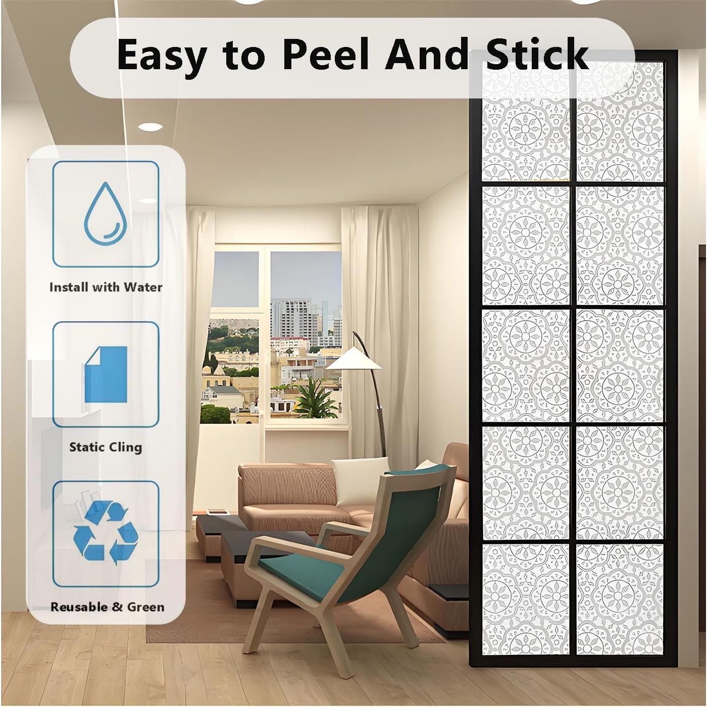 Película de Privacidad ZHMRROAD 44.5x200 cm Bloqueo UV Decorativa