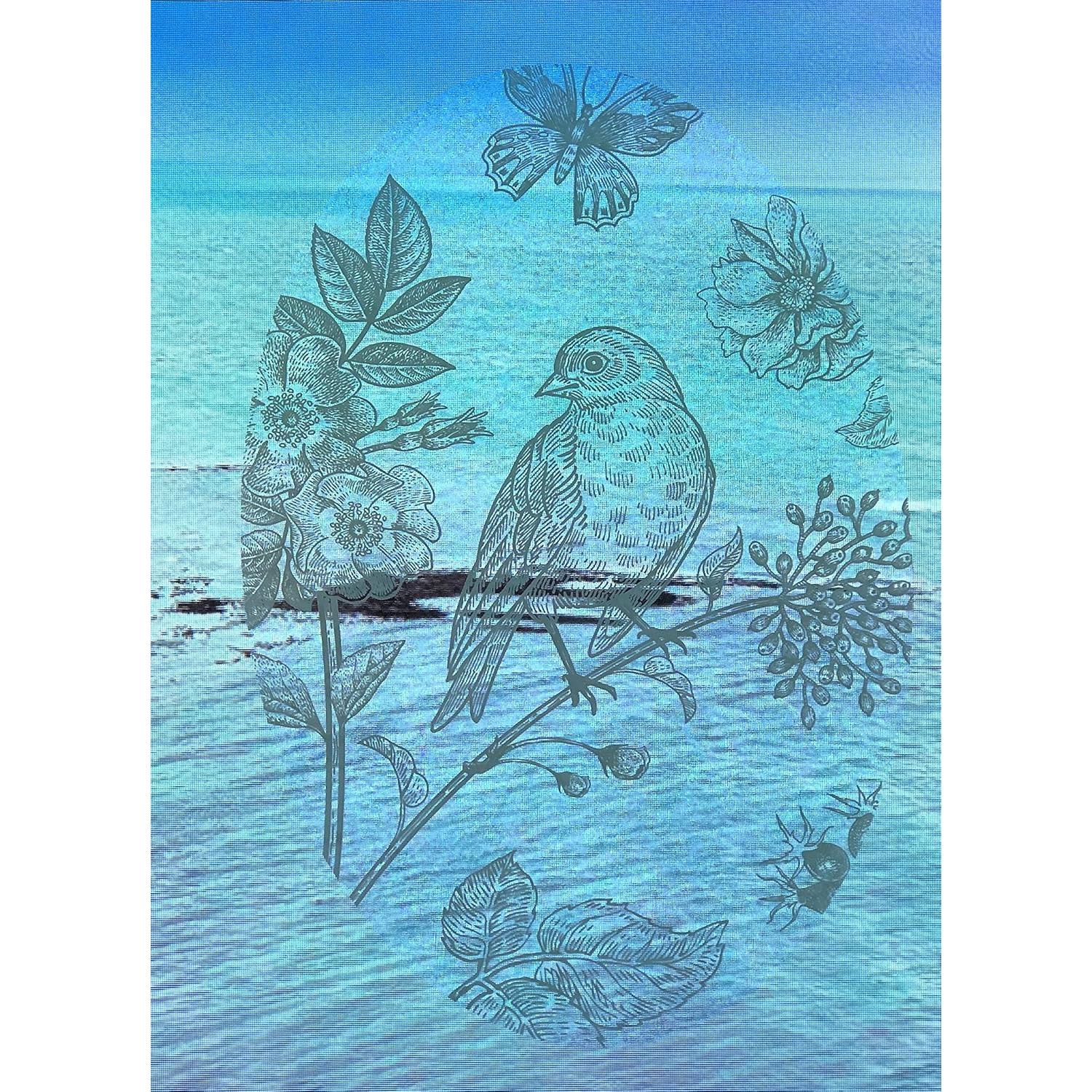 Vinilo Decorativo DCentral Pájaro y Mariposa 20x30 cm