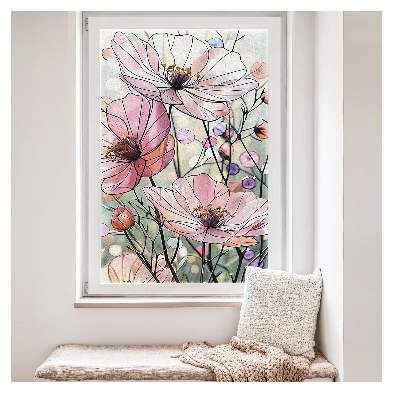 Película de Ventana Innconee 60x91 cm Amapola Rosa Decorativa