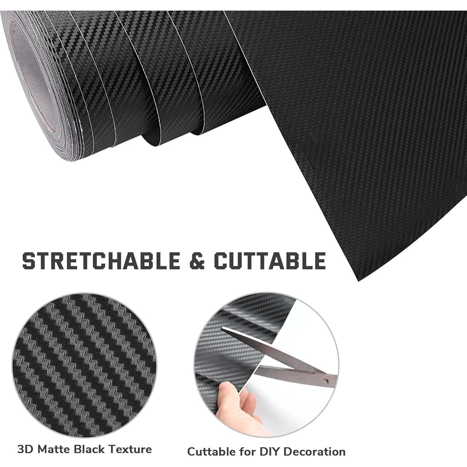 Vinilo de Fibra de Carbono 3D Yescom 5x30 m Autoadhesivo Negro