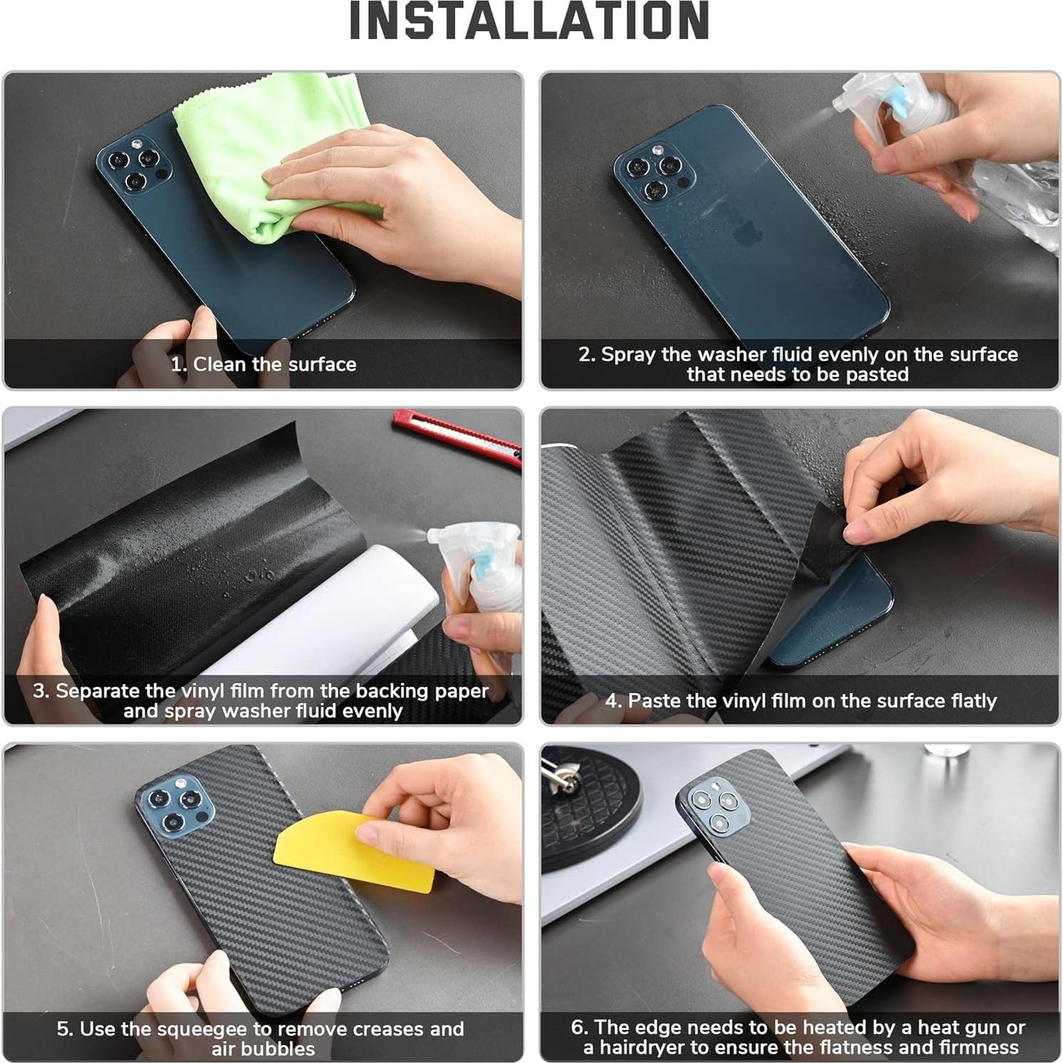 Vinilo de Fibra de Carbono 3D Yescom 5x30 m Autoadhesivo Negro