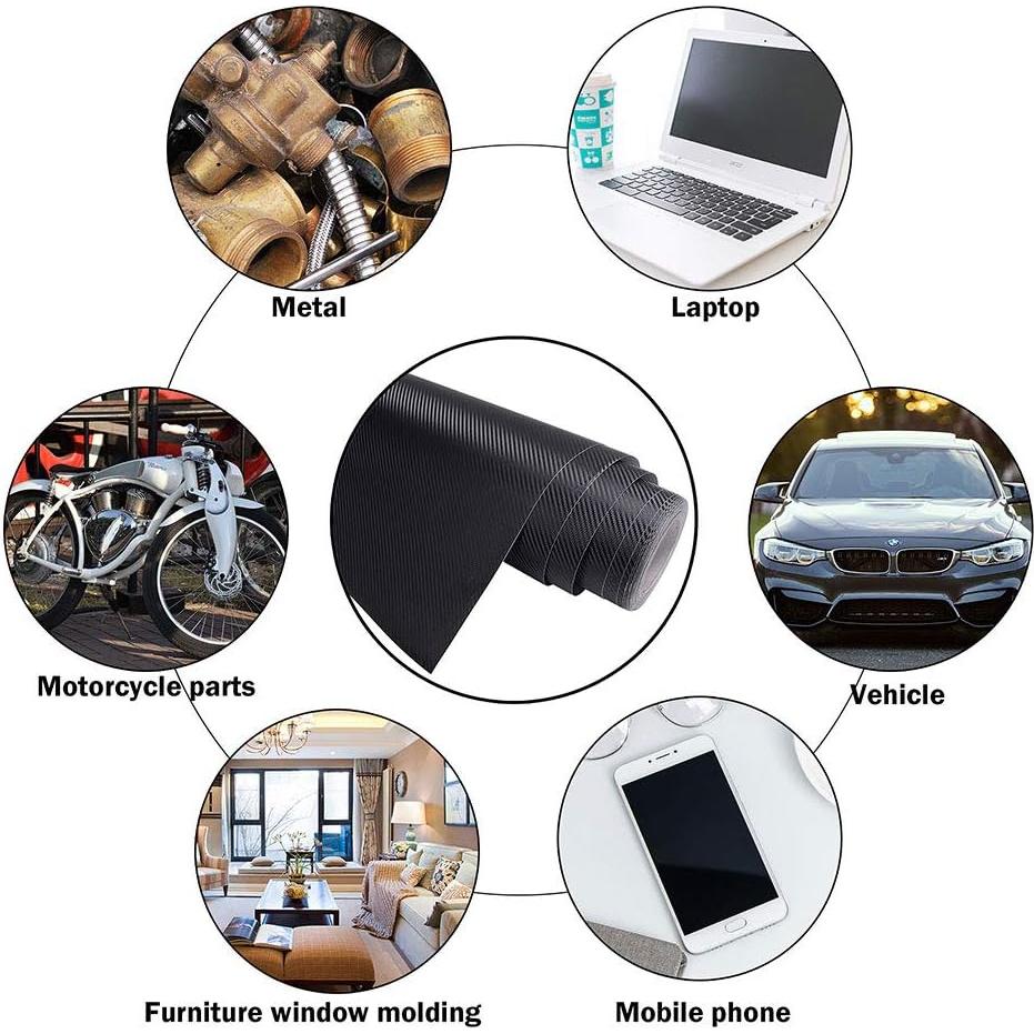 Vinilo de Fibra de Carbono 3D Yescom 5x30 m Autoadhesivo Negro