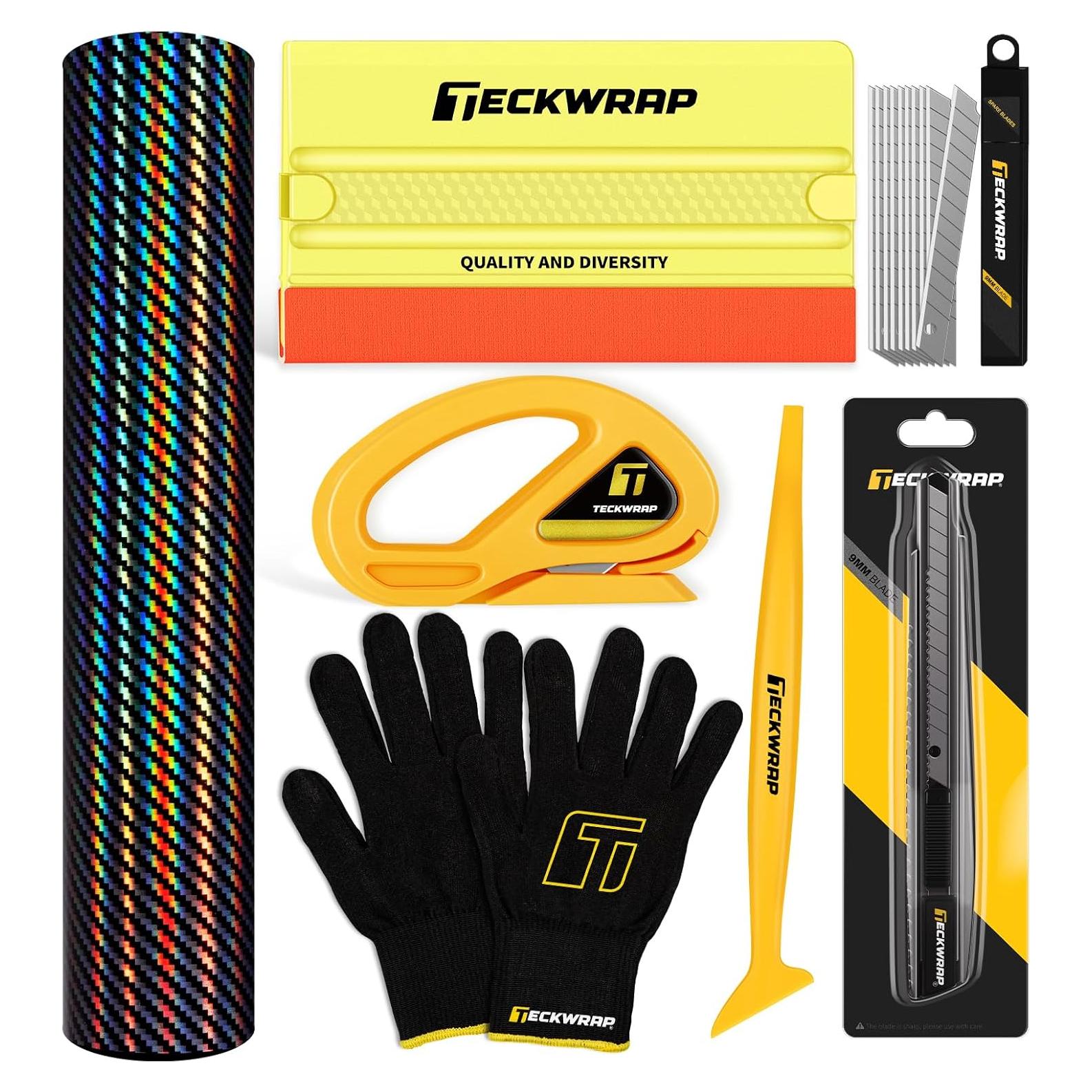 Película de Vinilo de Fibra de Carbono Holográfica TECKWRAP 30cm x 3m