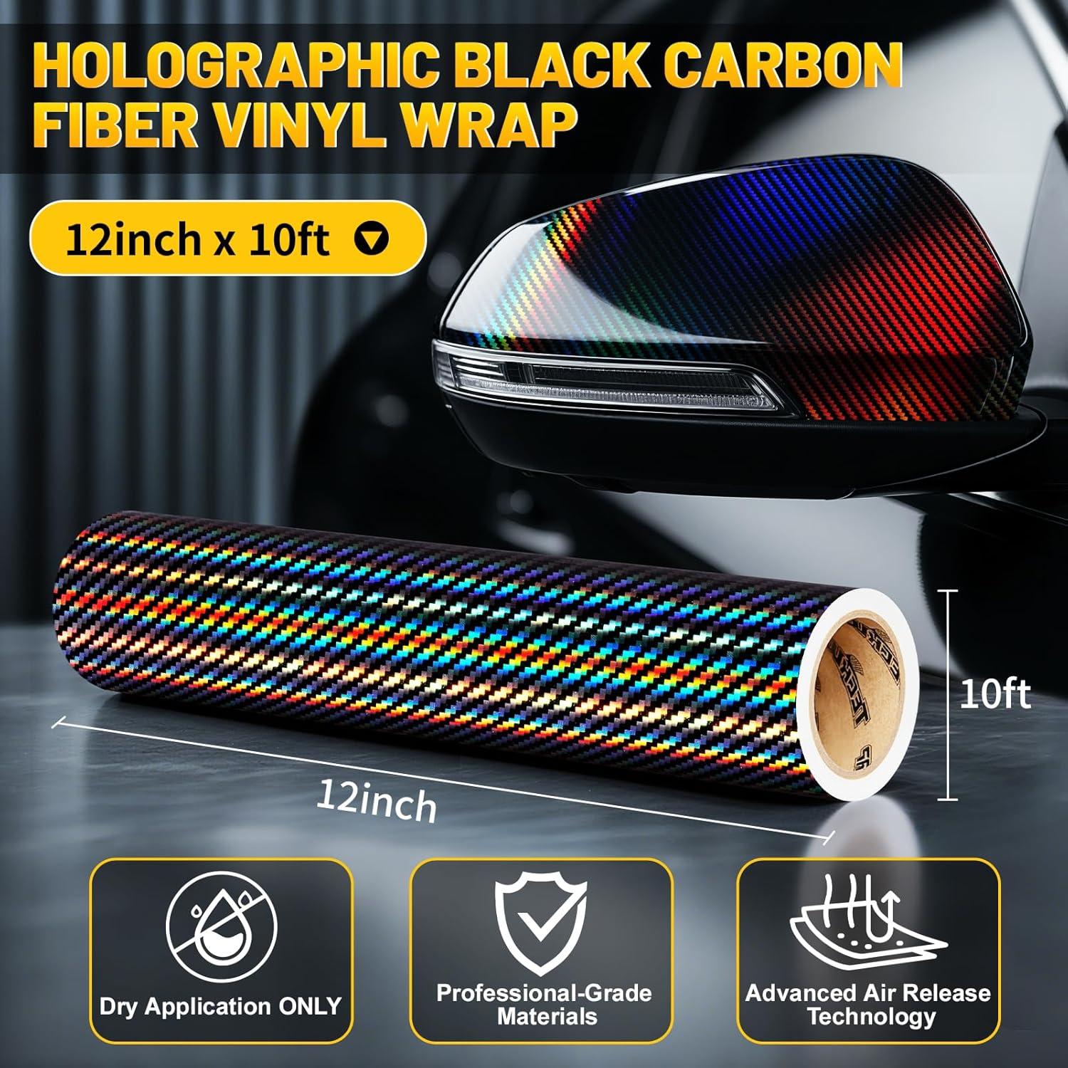Película de Vinilo de Fibra de Carbono Holográfica TECKWRAP 30cm x 3m