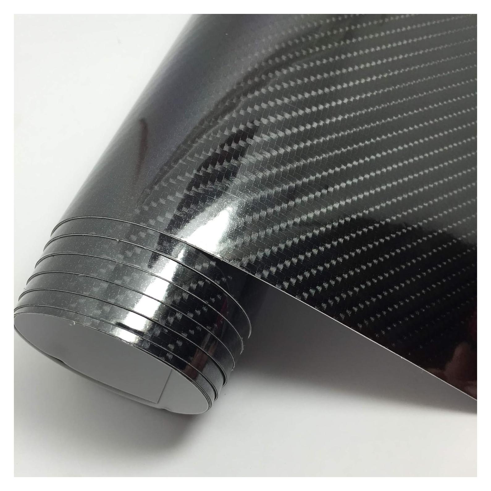 Vinilo de fibra de carbono USSDE 6D negro brillante 30.48x304.8cm