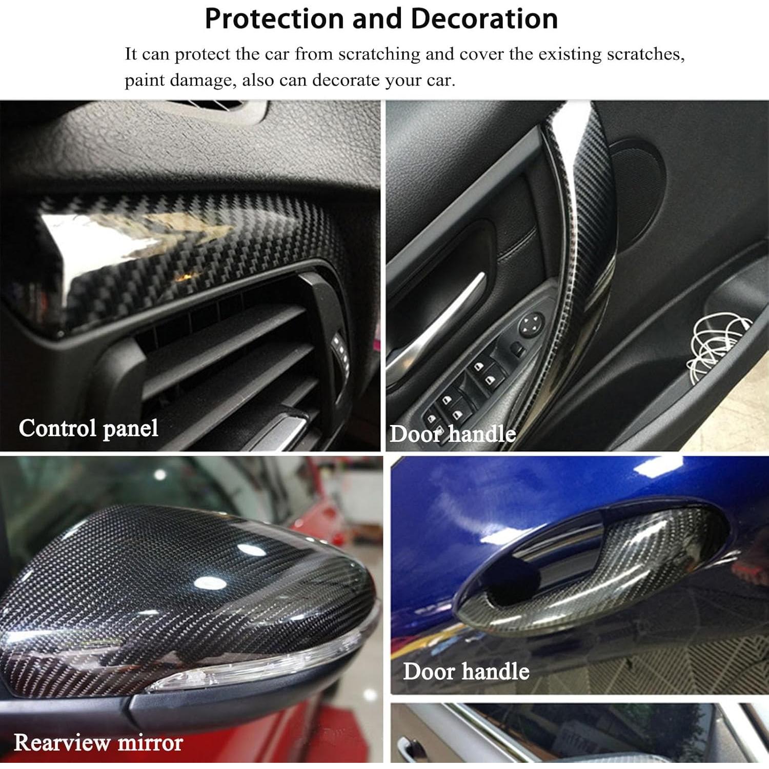 Vinilo de fibra de carbono USSDE 6D negro brillante 30.48x304.8cm