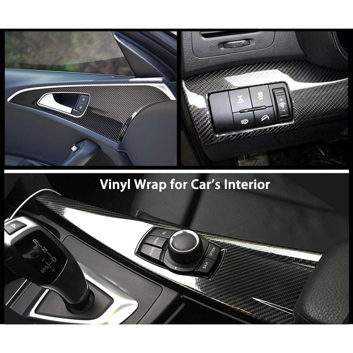 Vinilo de fibra de carbono USSDE 6D negro brillante 30.48x304.8cm