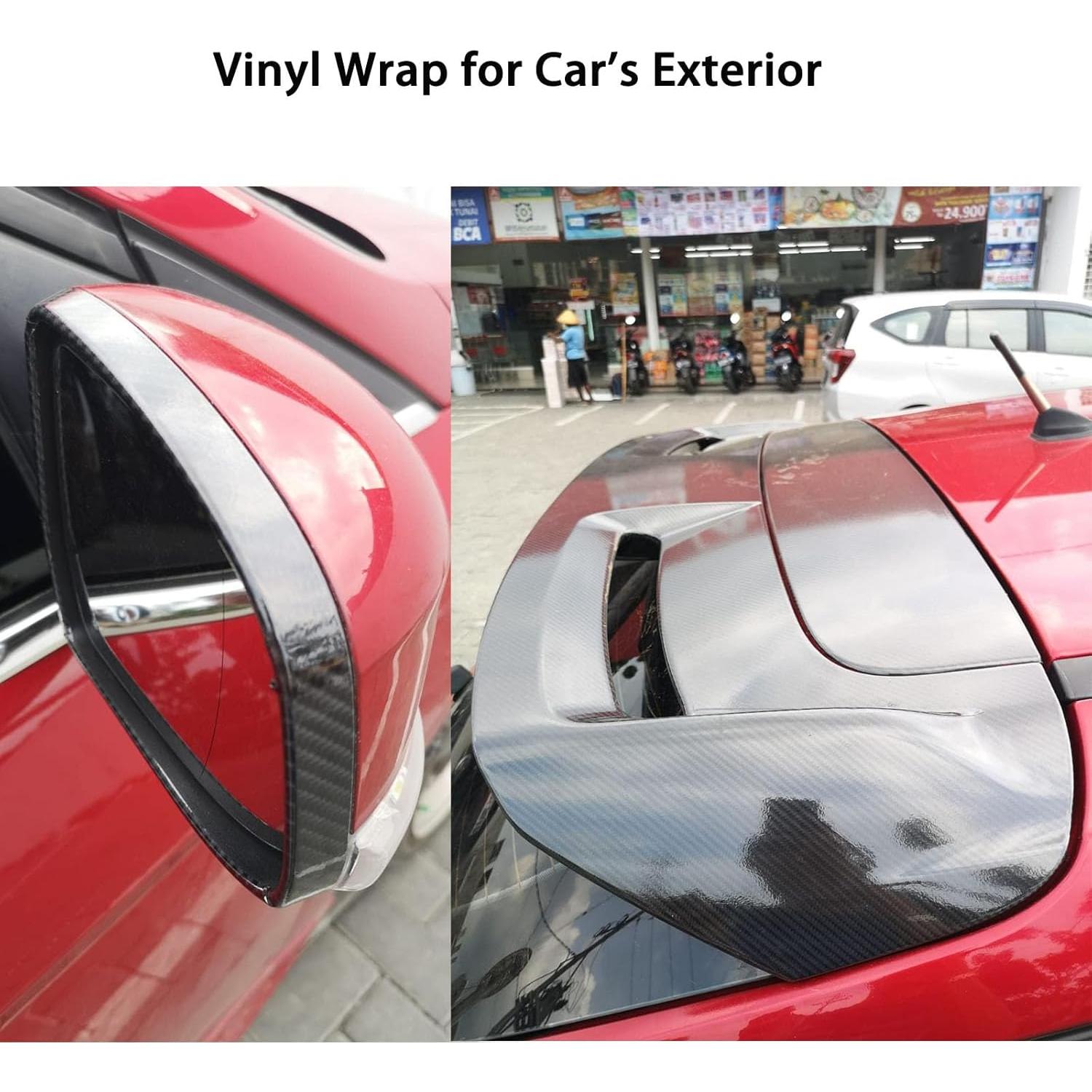 Vinilo de fibra de carbono USSDE 6D negro brillante 30.48x304.8cm